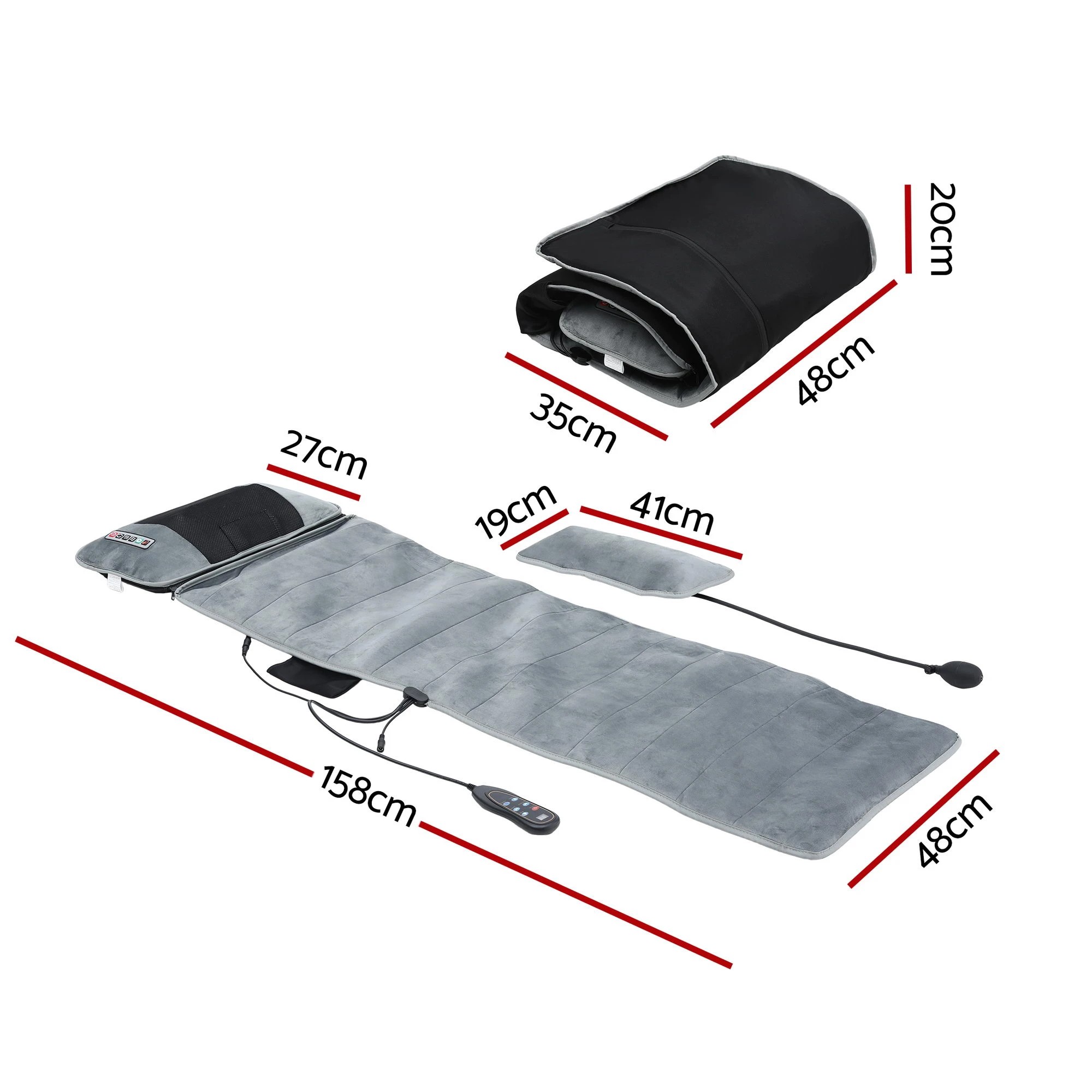 2 Livemor Massage Mat 10-nodes Vibration Heating Massage Cushion - Grey, 2 of 5