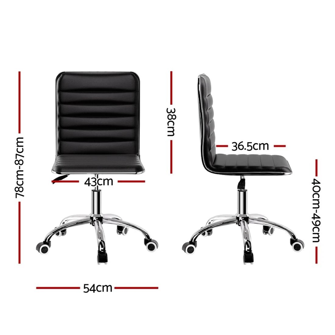 1 Artiss Office Chair Conference Chairs PU Leather Low Back - Black, 1 of 7