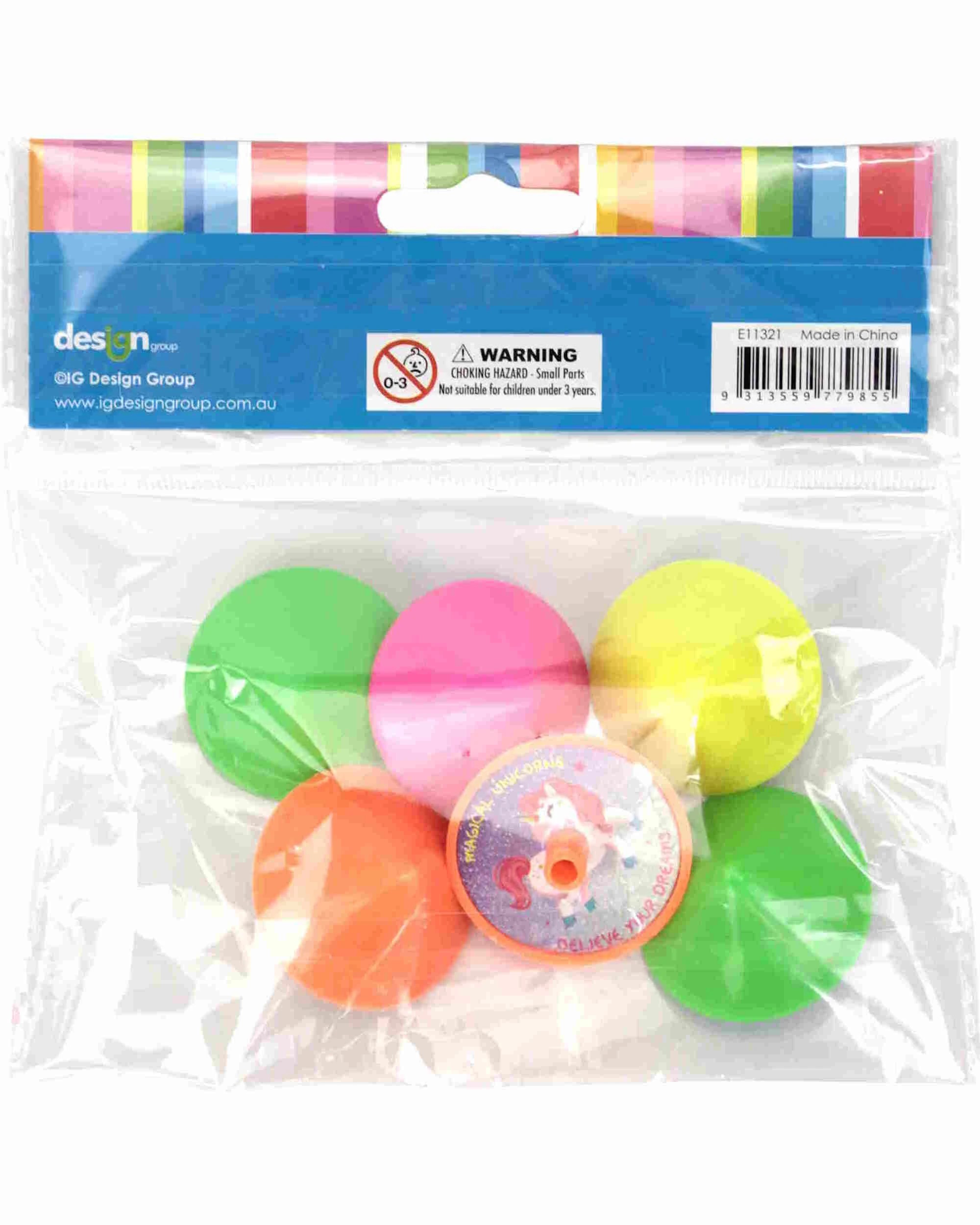 3 Artwrap Coloured Unicorn Spin Tops Pack of 6, 3 of 3