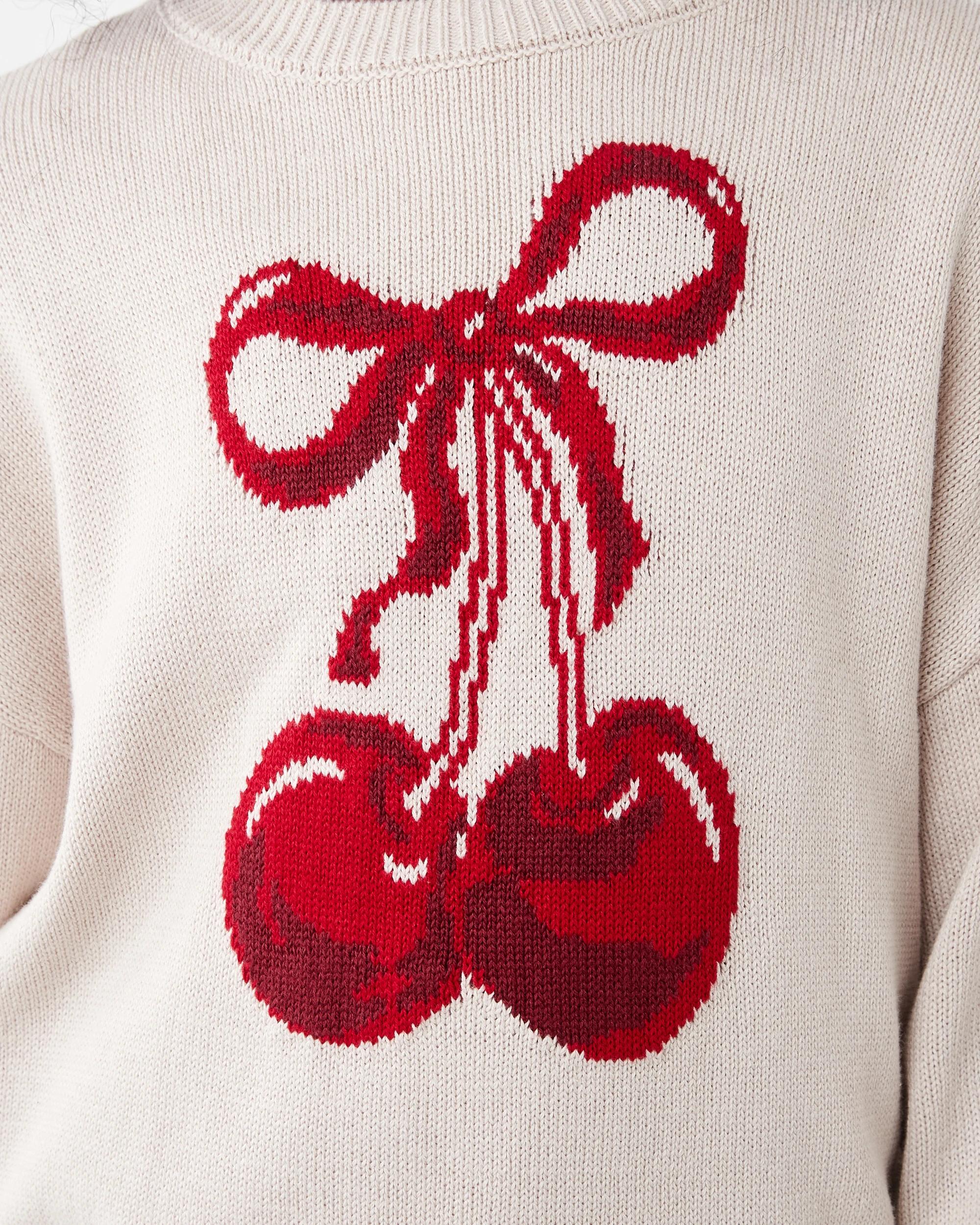 5 Cotton Jacquard Knit Sweatshirt Bge Cherry, 5 of 8