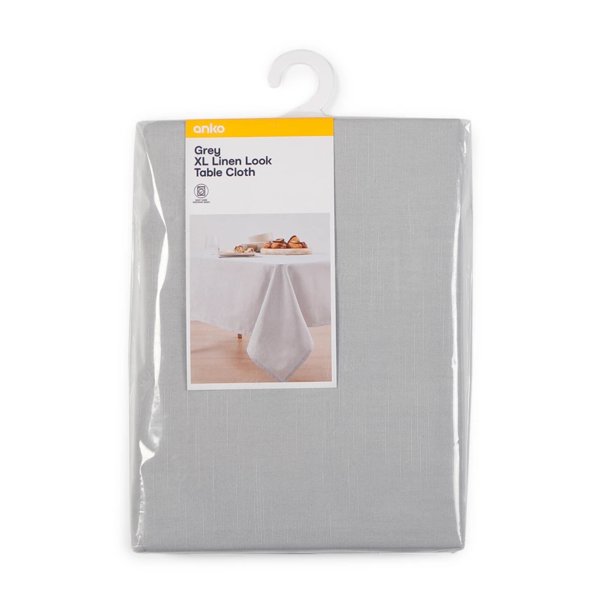 4 Grey Extra Large Linen Look Table Cloth, 4 of 4