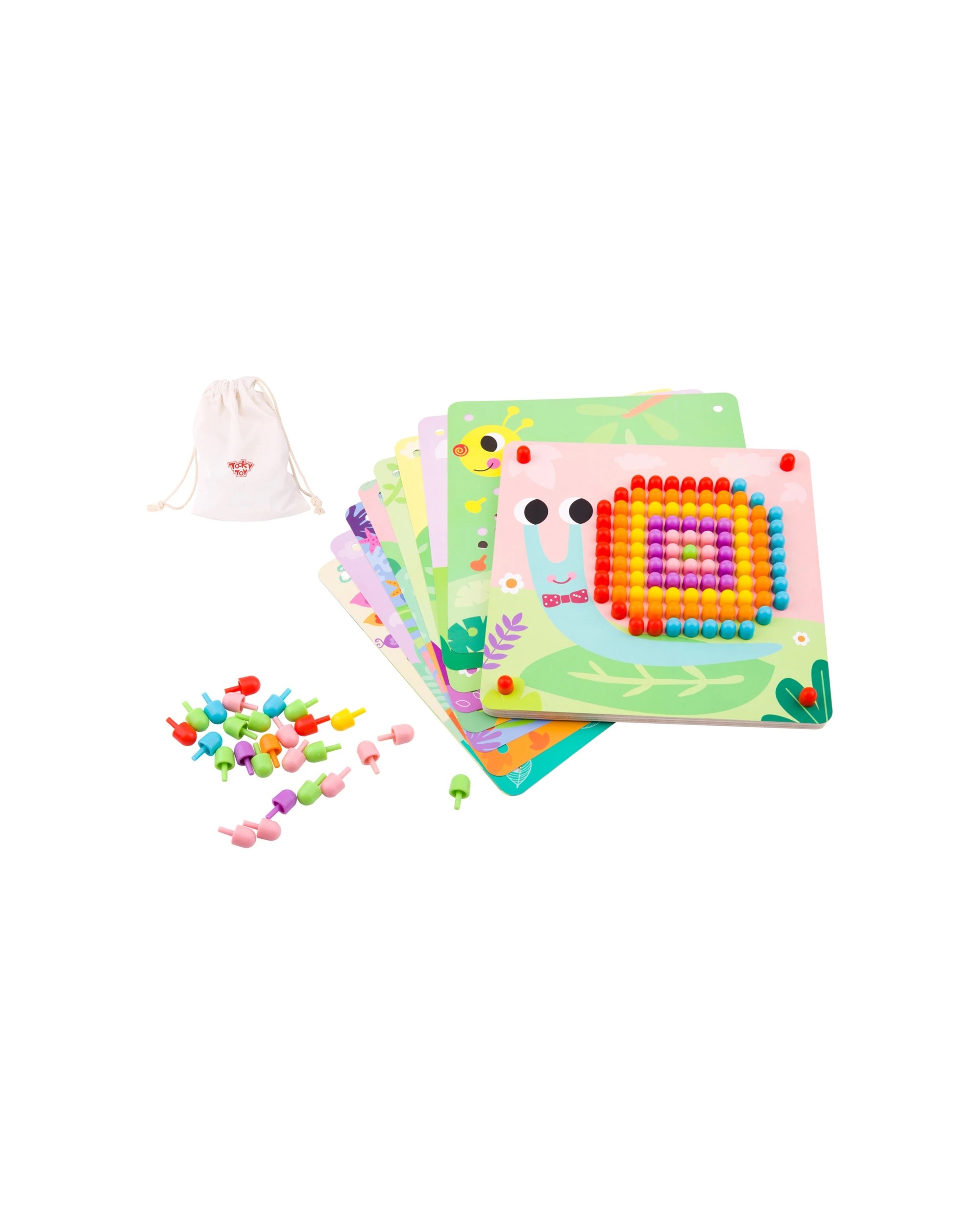 1 Tooky Toy 222pc Wooden Pattern Pegs Educational Board Game Kids 3+. - Multi, 1 of 6