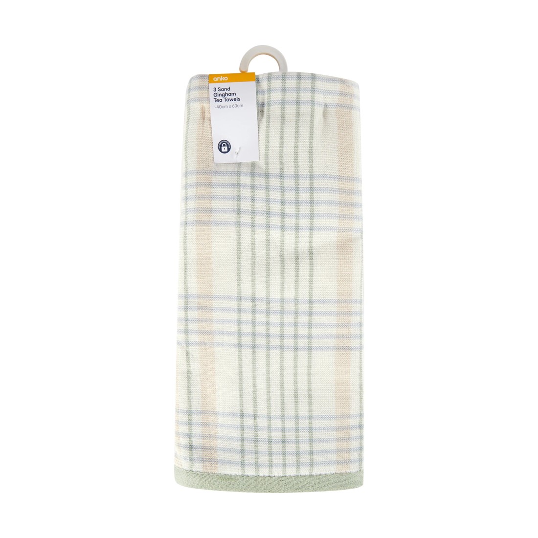 6 3 Pack Sand Gingham Tea Towels, 6 of 6