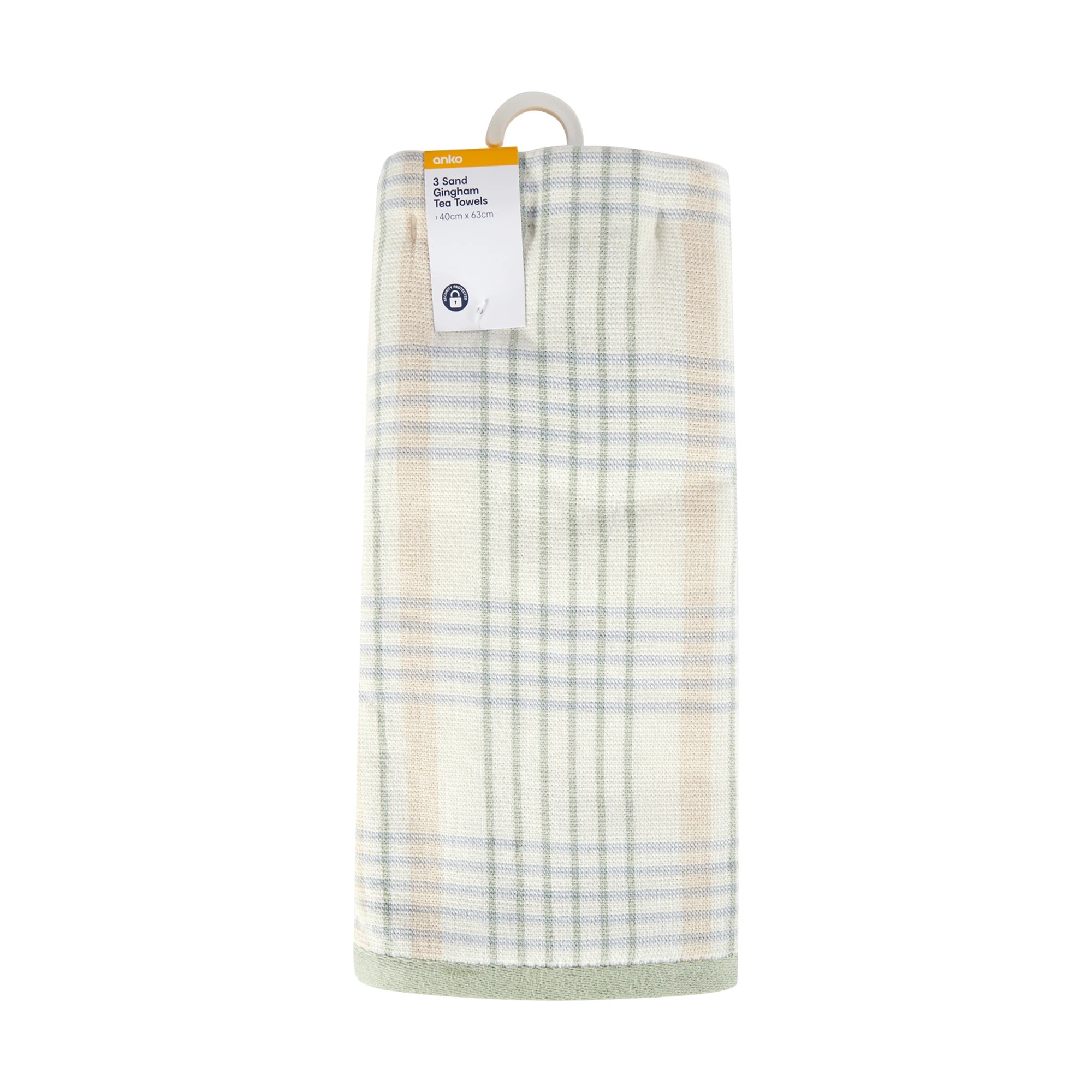 6 3 Pack Sand Gingham Tea Towels, 6 of 6