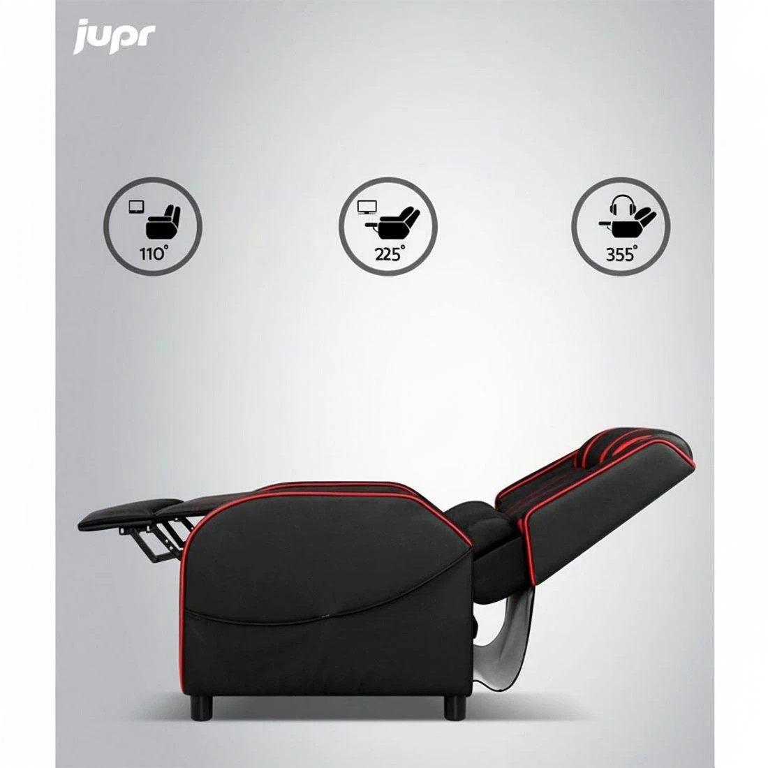 6 Artiss Recliner Chair Gaming Chair Leather  Serik - Black, 6 of 8