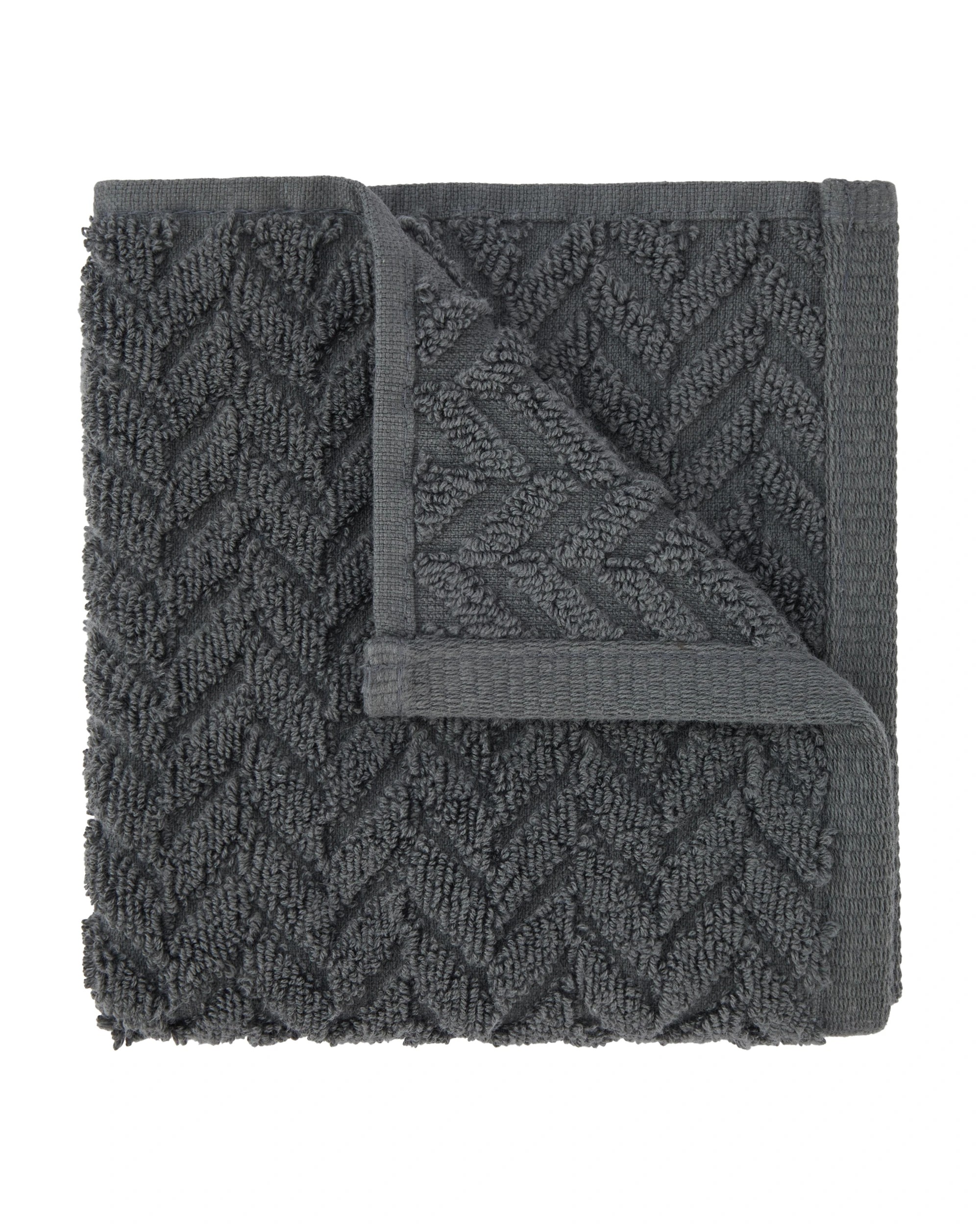 1 Chevron Cotton Face Washer - Grey, 1 of 6