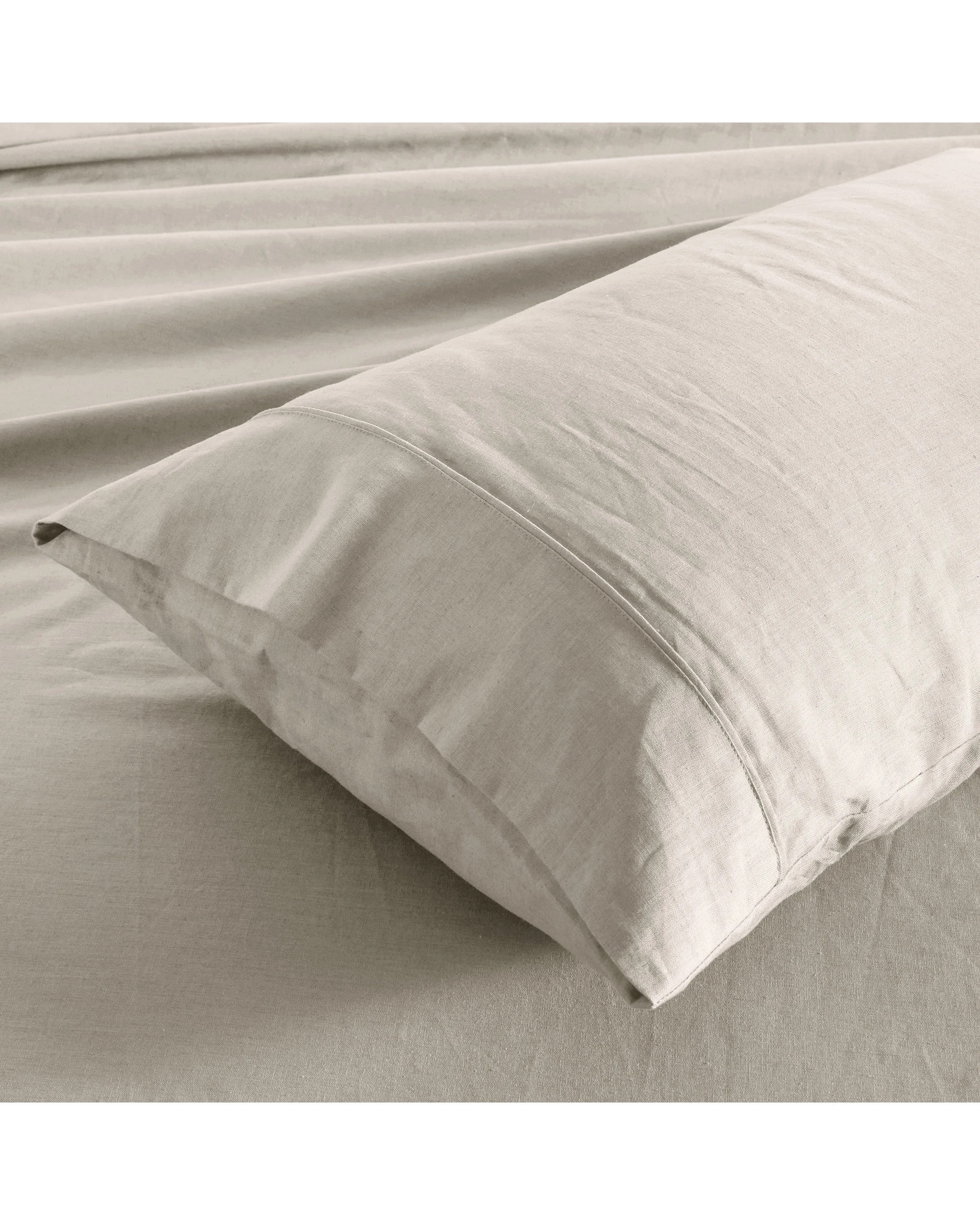 2 Dreamaker Linen Cotton King Pillowcase Twin Pack - Oatmeal, 2 of 5