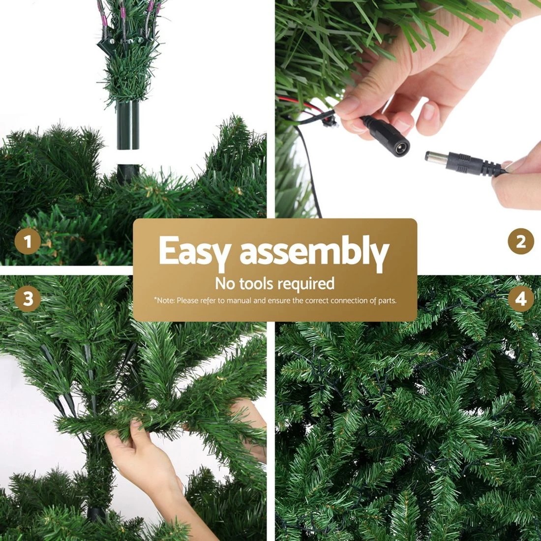 4 Jingle Jollys Christmas Tree 2.1m Xmas Tree Decoration 9 Light Modes Dual Colour Lush Foliage Sturdy Stand
 - green, 4 of 4