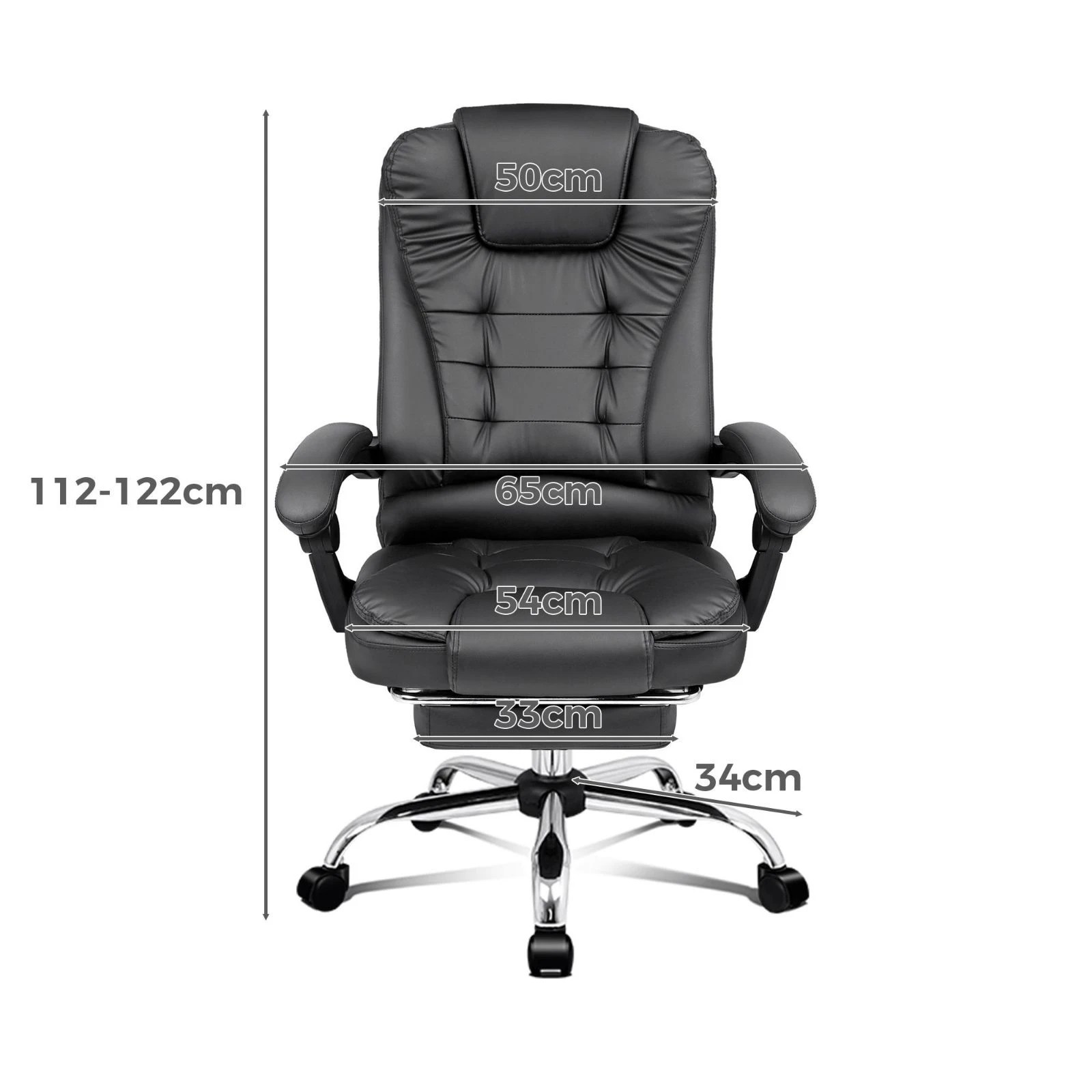 3 Alfordson Massage Office Chair Heated Seat Executive Racer Gaming PU Leather - Grey, 3 of 10