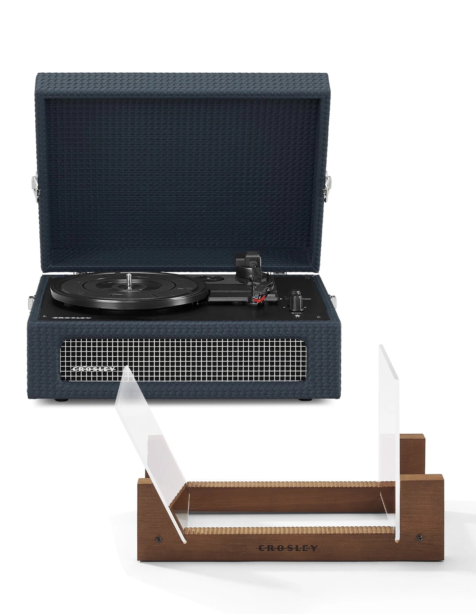 1 Crosley Voyager Bluetooth Portable Turntable + Bundled Crosley Record Storage Display Stand - Blue, 1 of 5