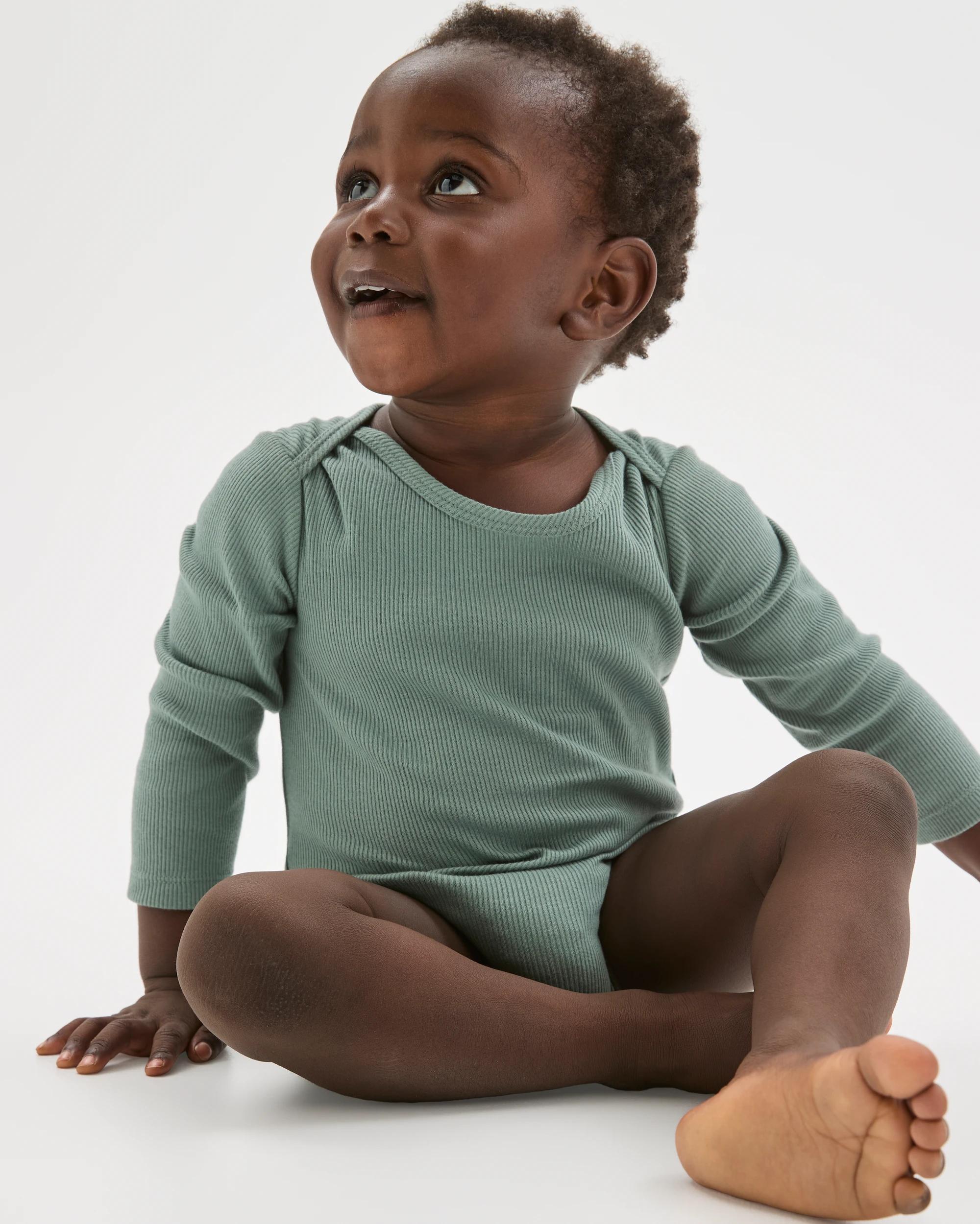 3 Bonds 3 Pack Baby Everyday Long Sleeve Ribbed Bodysuits C,K,B, 3 of 7