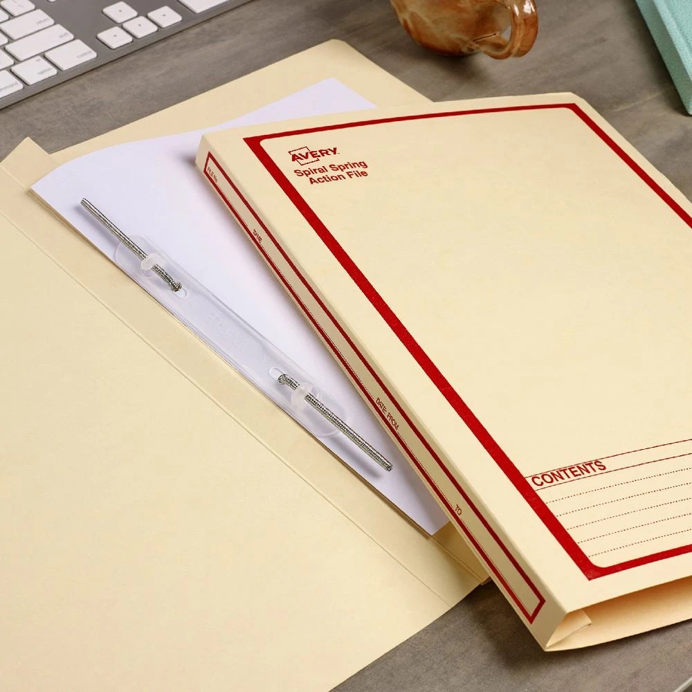 4 Avery Foolscap Spiral Spring File Buff with Red Print, 4 of 6