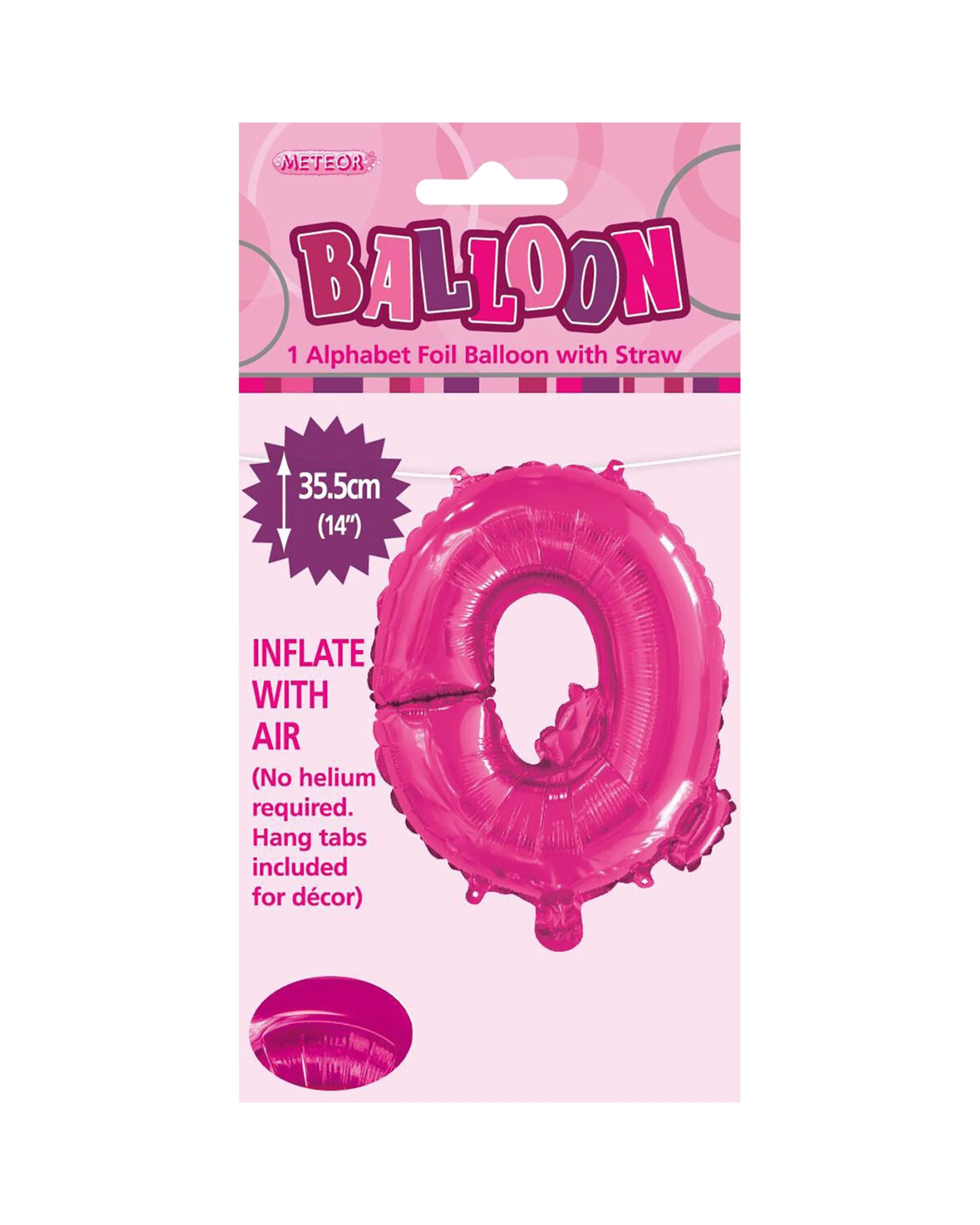 2 Meteor Letter Q Hot Foil Air Fill Balloon 35.5cm - Pink, 2 of 2