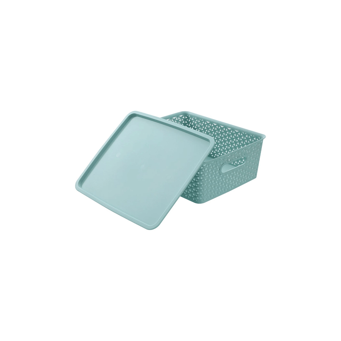 3 Boxsweden Wicker 36x13.5cm Woven Storage Basket With Lid Medium - Home Organiser Storage Basket
 - Blue, 3 of 5