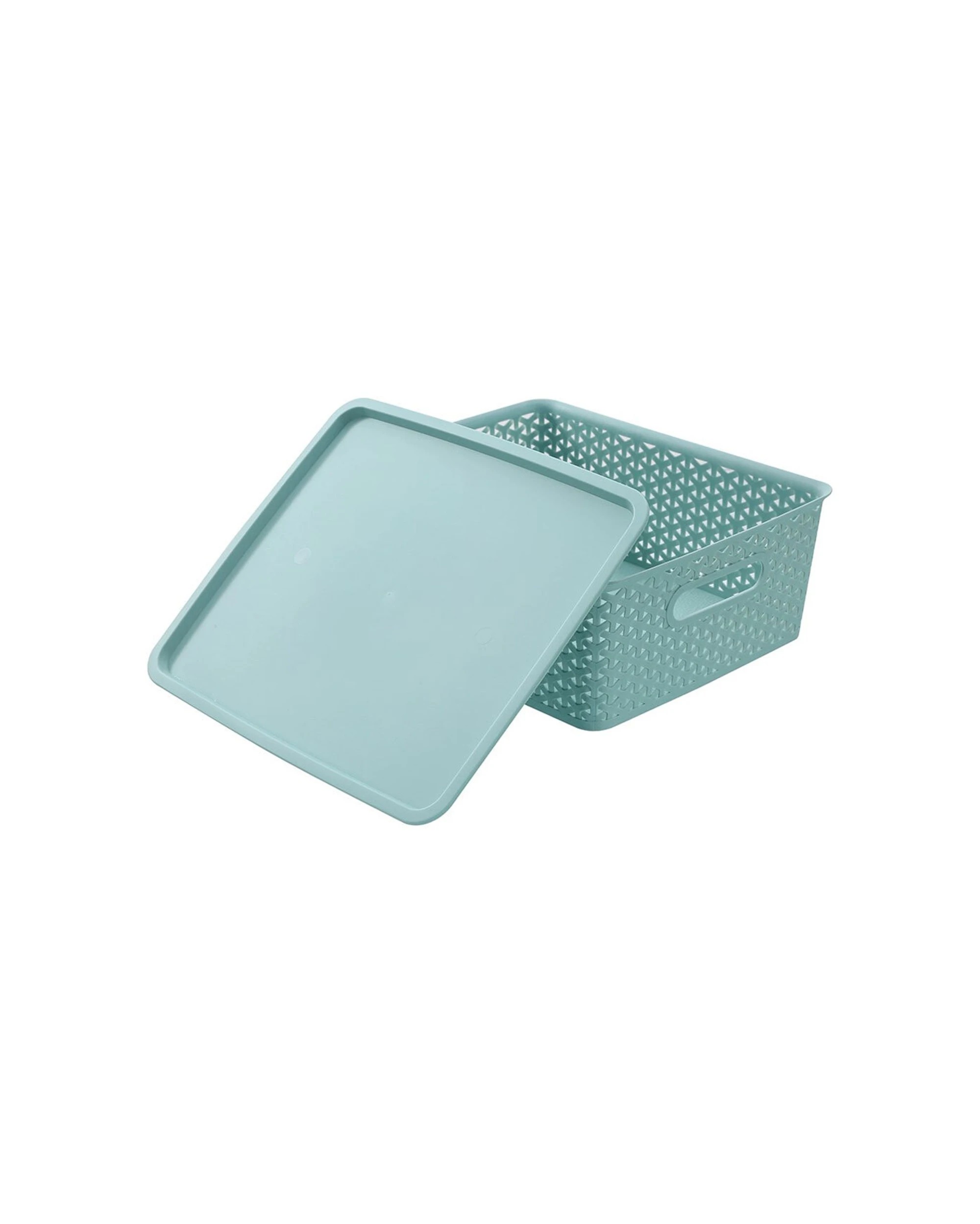 3 Boxsweden Wicker 36x13.5cm Woven Storage Basket With Lid Medium - Home Organiser Storage Basket - Assorted, 3 of 5