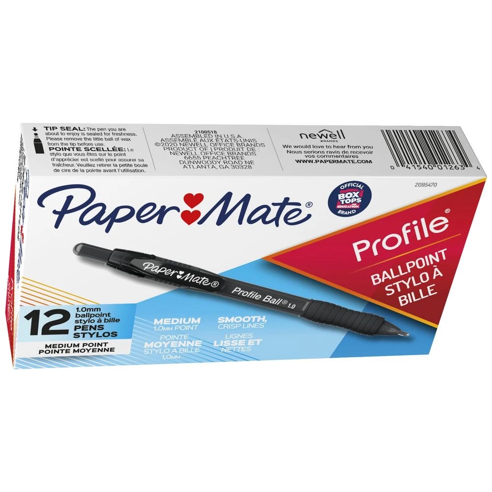 4 Paper Mate Profile Ballpoint Pens 1mm Black 12 Pack, 4 of 4
