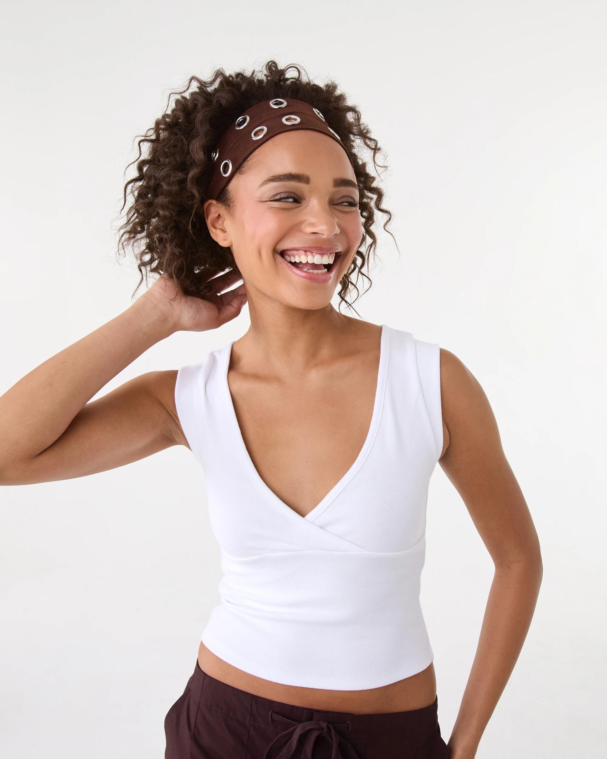 1 Sleeveless Cross Over Tank White, 1 of 11