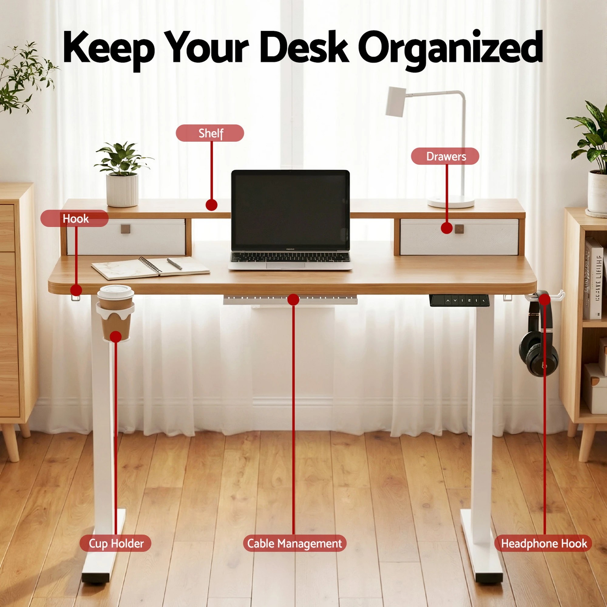 2 Artiss Electric Standing Desk Height Adjustable Sit Stand Desk Home Office - Multi, 2 of 6