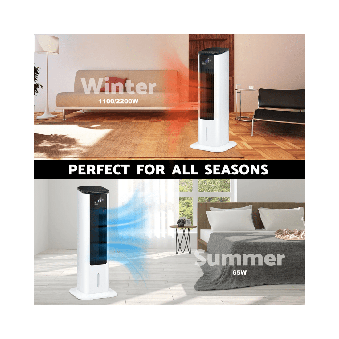 7 Advwin Air Cooler & Heater Fan, 4-in-1 Portable Oscillating Fan, With 3.5l Tank, Humidifier, 12h Timer For Home, Office, 7 of 7