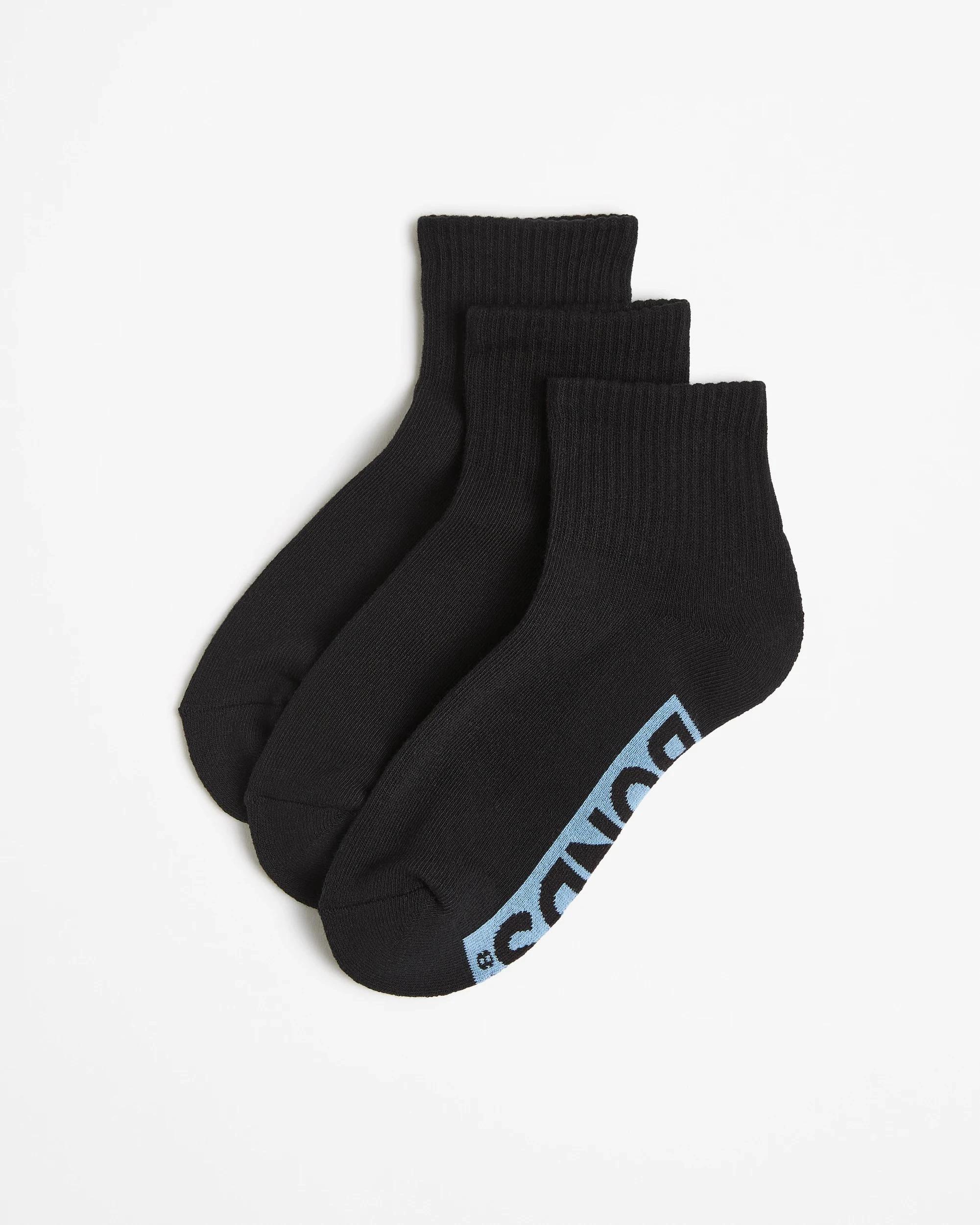 1 Women's Cotton Blend Cushioned Quarter Crew Socks 3 Pack - Bonds BLACK, 1 of 3