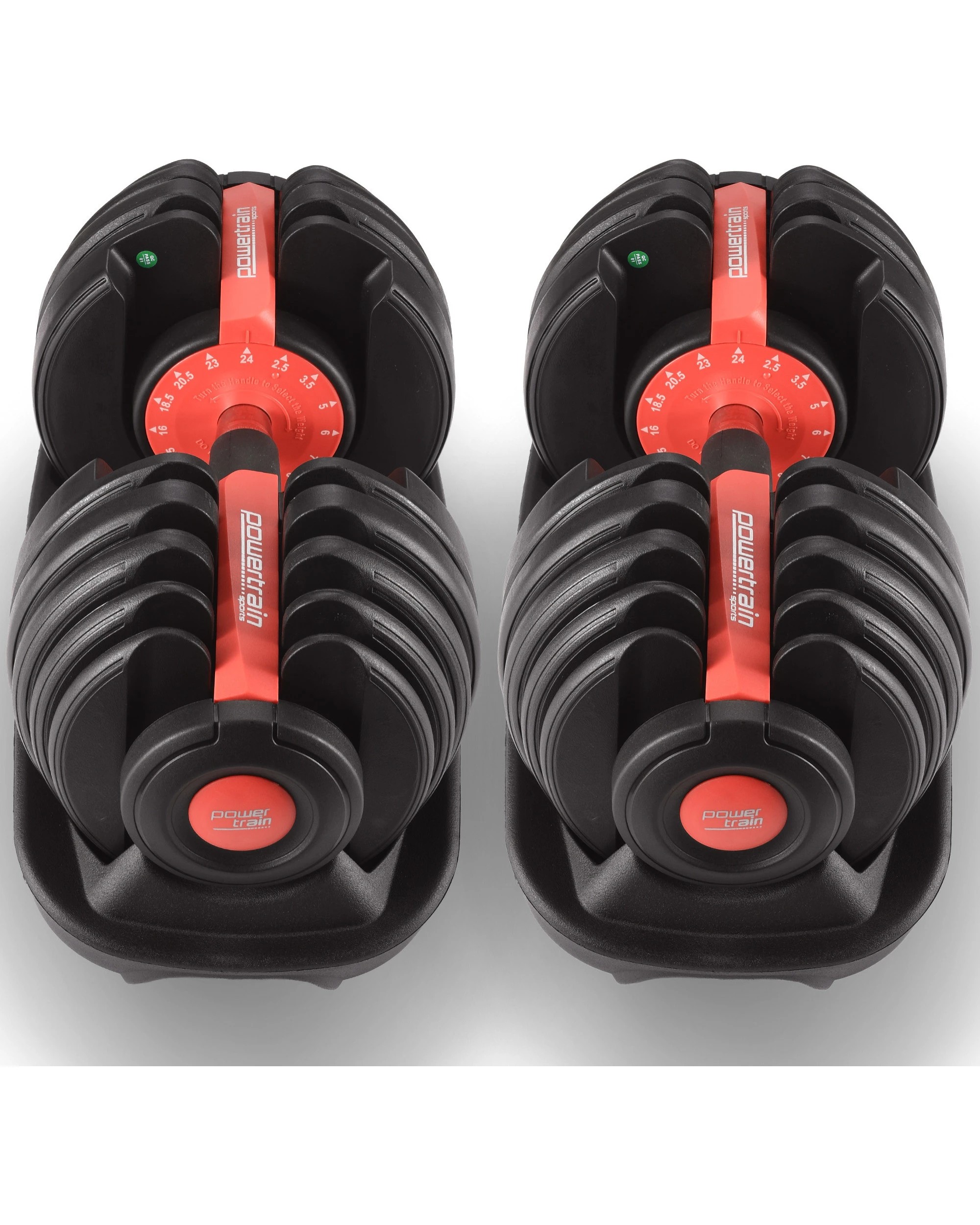 6 Powertrain 48kg Adjustable Dumbbells 15-in-1 Home Gym Weights Red, 6 of 7