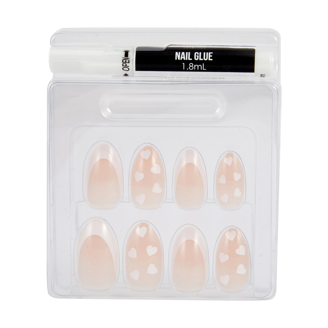 3 OXX Cosmetics 24 Pack Artificial Nails with Adhesive - Almond Shape, French Tip and Hearts, 3 of 5