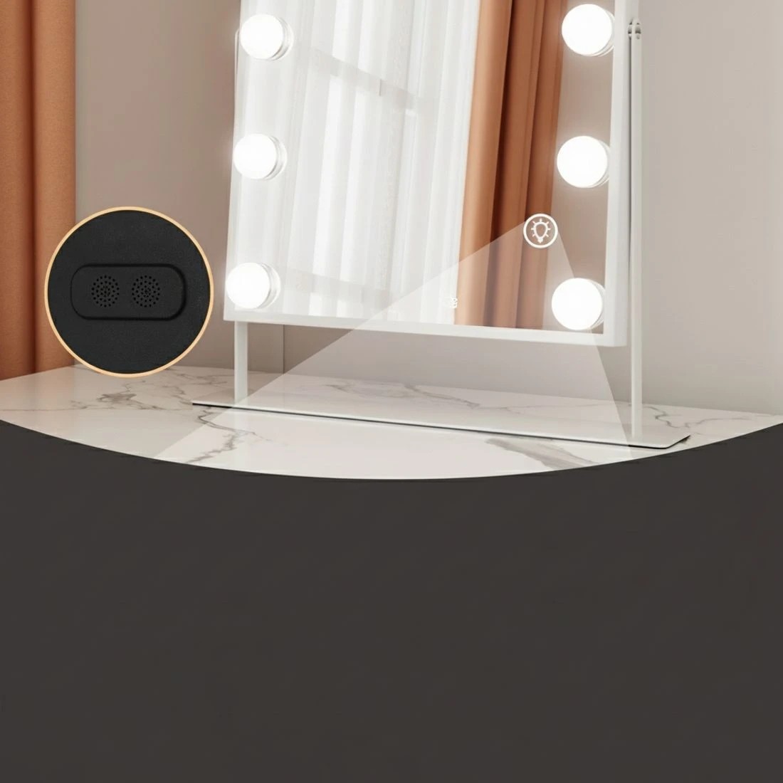 5 Embellir Bluetooth Makeup Mirror 30x40cm Hollywood Vanity with LED Light - Multi, 5 of 6