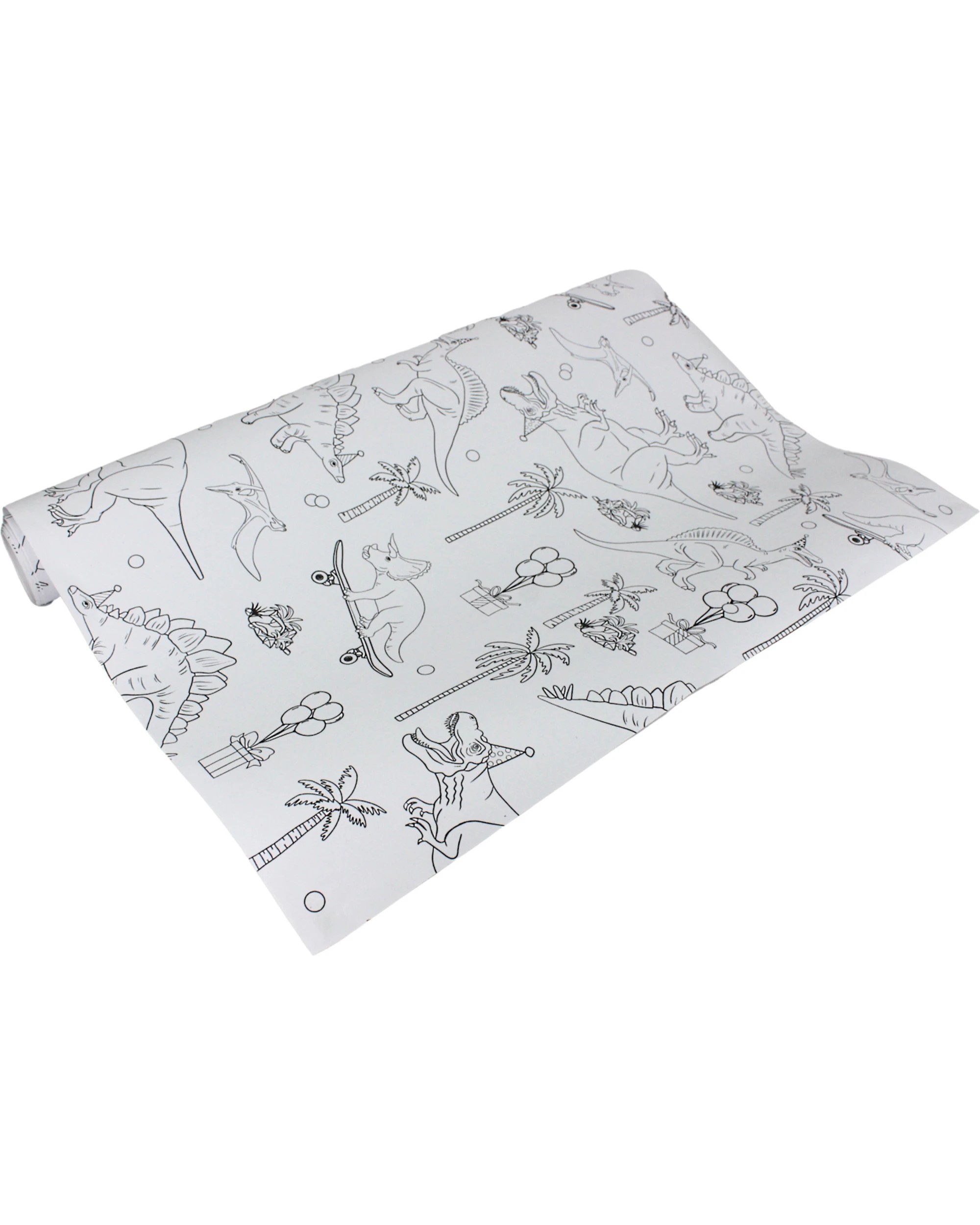 1 Artwrap Dinosaur Birthday Party Colour In Paper Table Runner 1.8m - Black and White, 1 of 3