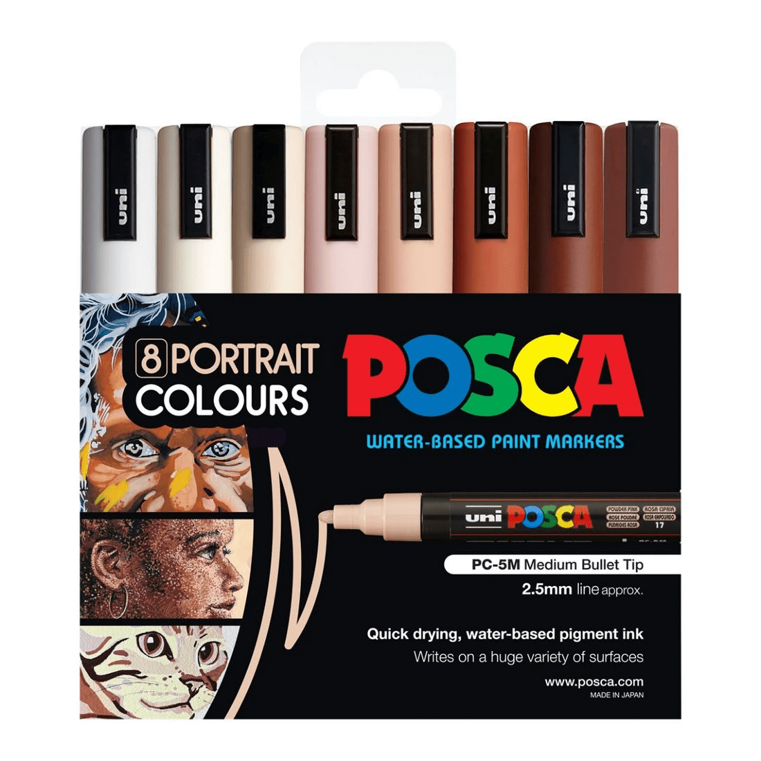 1 Posca PC-5M Paint Markers Portrait Colours 8 Pack, 1 of 10