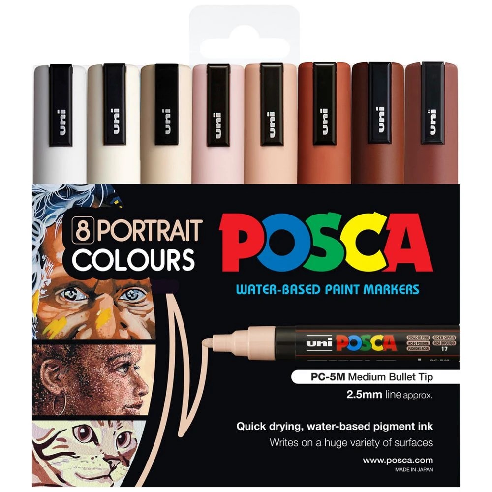 1 Posca PC-5M Paint Markers Portrait Colours 8 Pack, 1 of 10