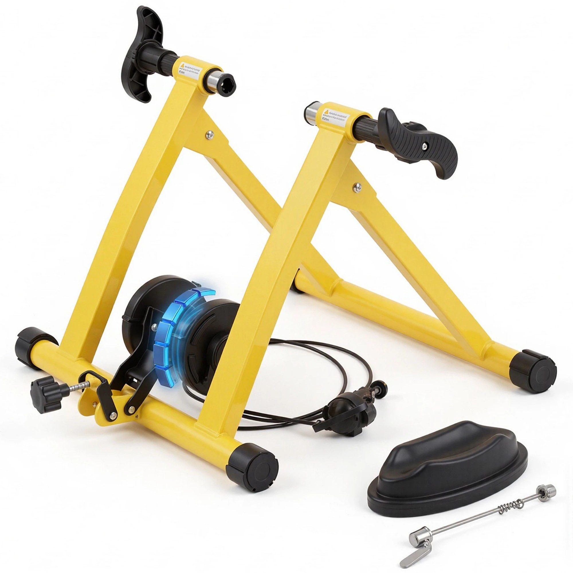 1 Everfit Bike Trainer Stand Indoor Riding 6 Level Resistance Bicycle Cycling - Yellow, 1 of 7