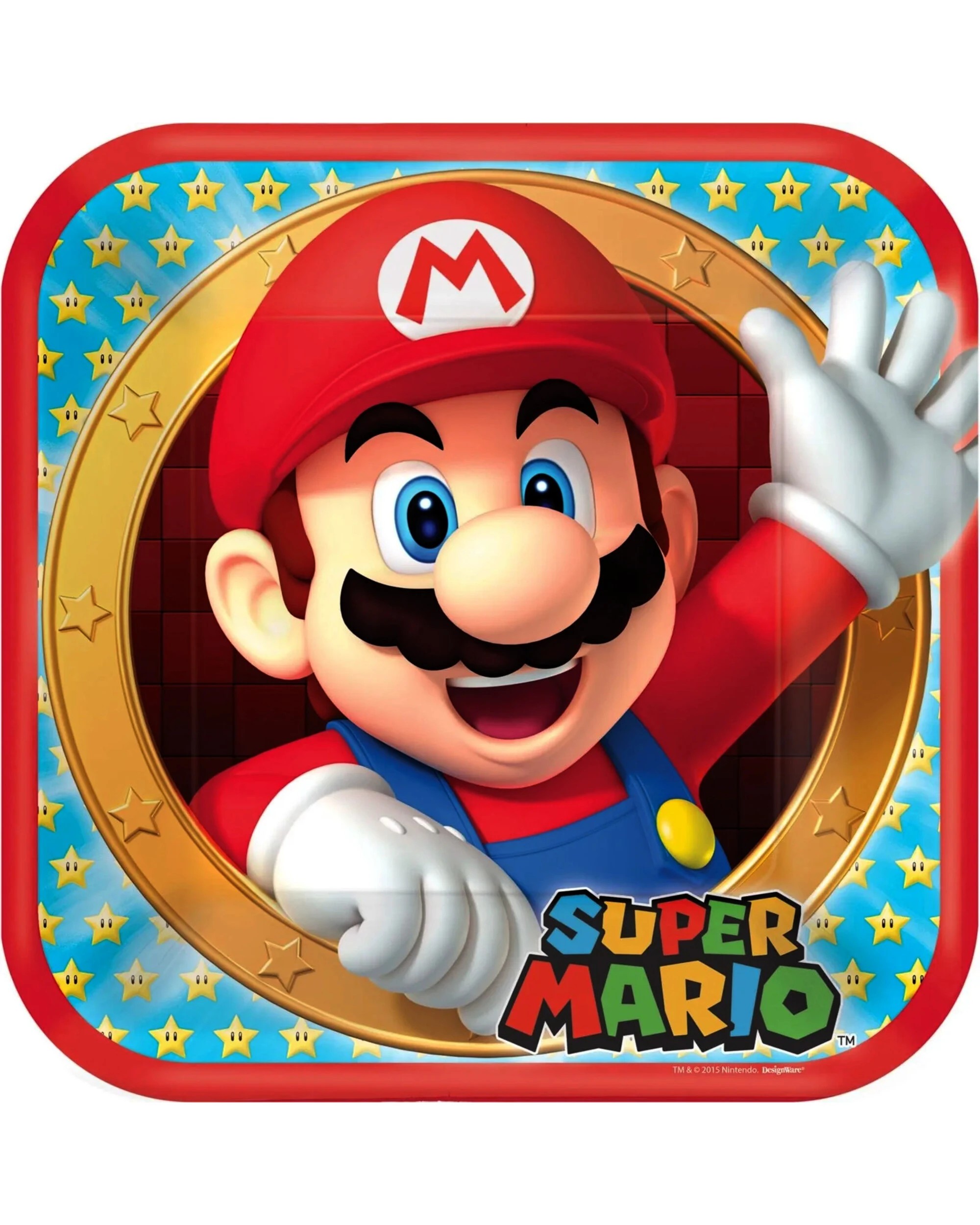 1 Amscan Super Mario Bros. Large Square Paper Plates Pack of 8, 1 of 2