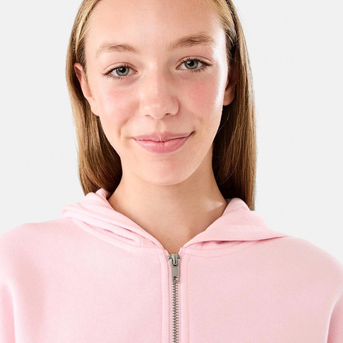 3 Cropped Zip Through Hoodie Pearl Pink, 3 of 10