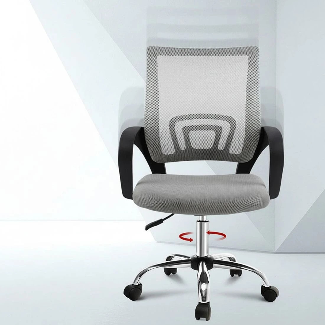 4 Artiss 2x Mesh Office Chair Mid Back - Grey, 4 of 6