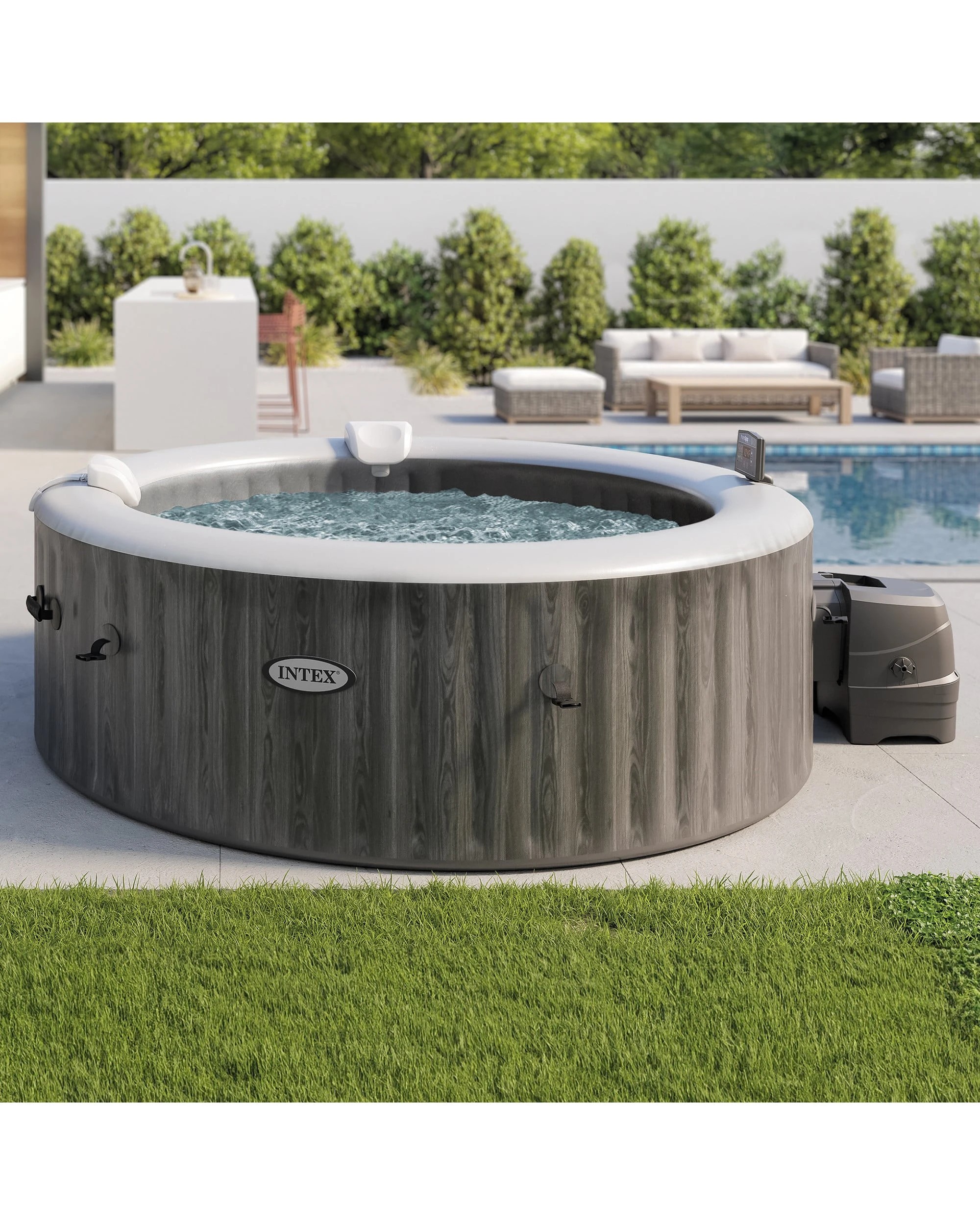 5 Intex PureSpa 6-Person Greywood Deluxe Inflatable Hot Tub - Grey, 5 of 9
