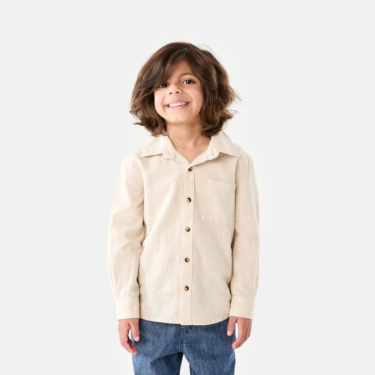 1 Long Sleeve Linen Shirt NATURAL LINEN, 1 of 8