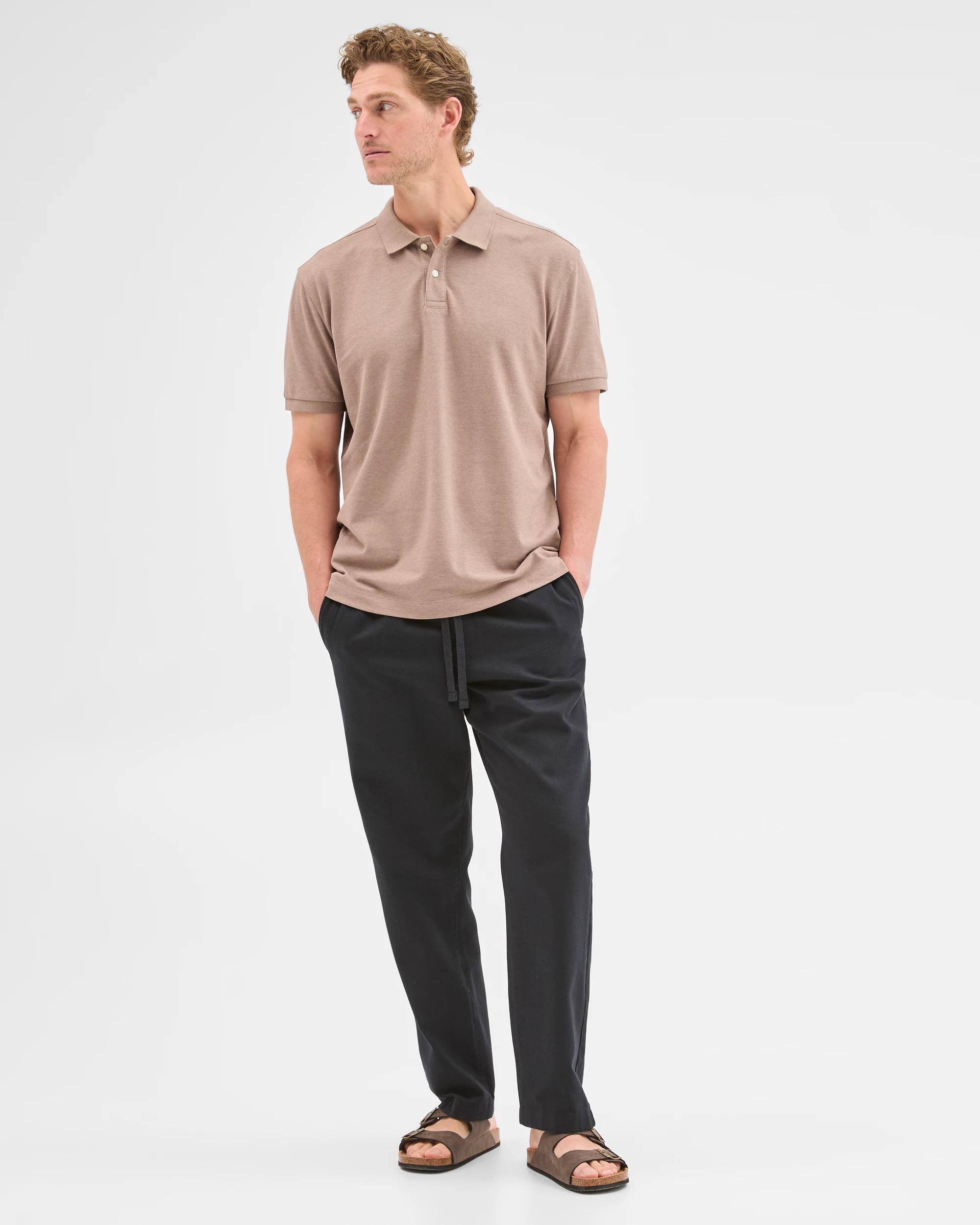 1 Target Australian Cotton Rich Pique Polo Top LIGHT BROWN MARLE, 1 of 6