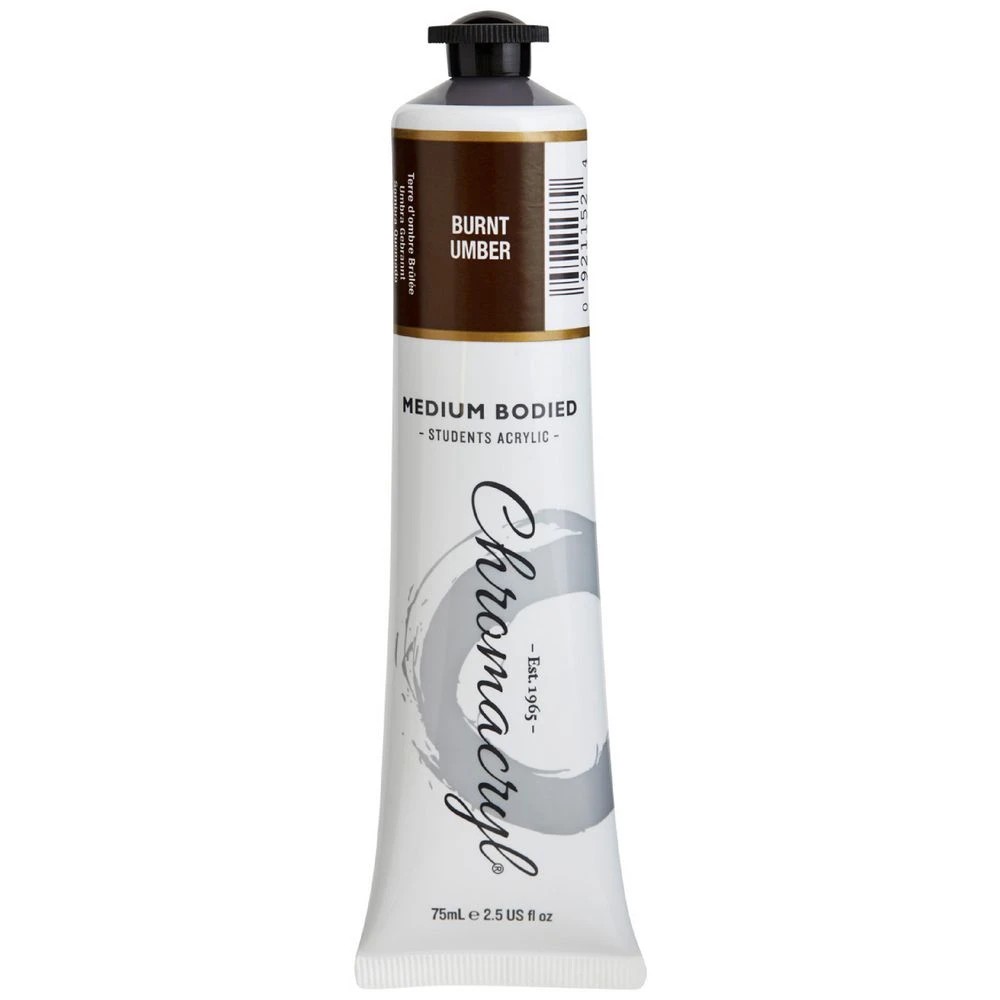 1 Chromacryl Student Acrylic Paint 75mL Burnt Umber, 1 of 1