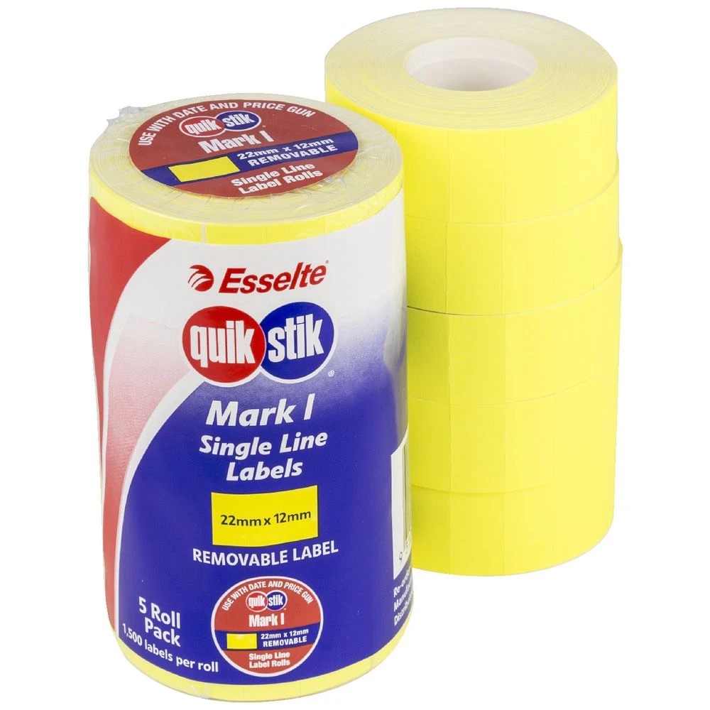 2 QuikStik Mark I Fluoro Yellow Removable Labels 5 Pack, 2 of 2