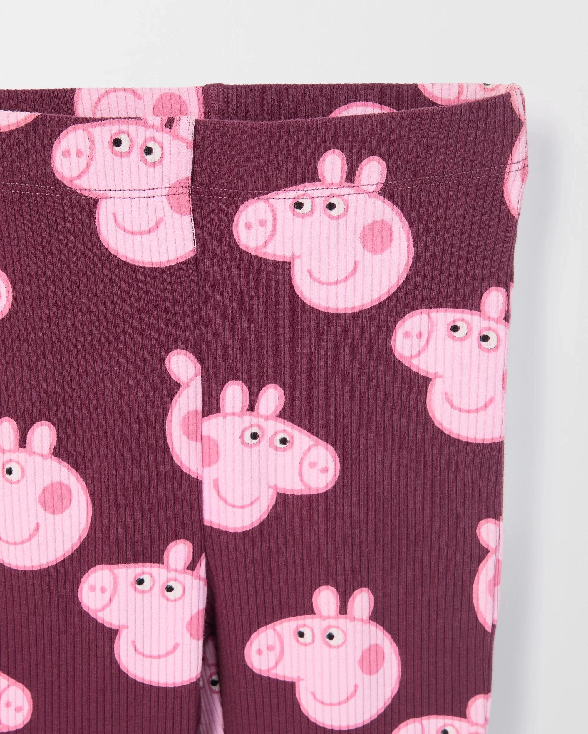 2 Peppa Pig License Australian Cotton Blend All Over Print Flare Leggings BURGUNDY, 2 of 2