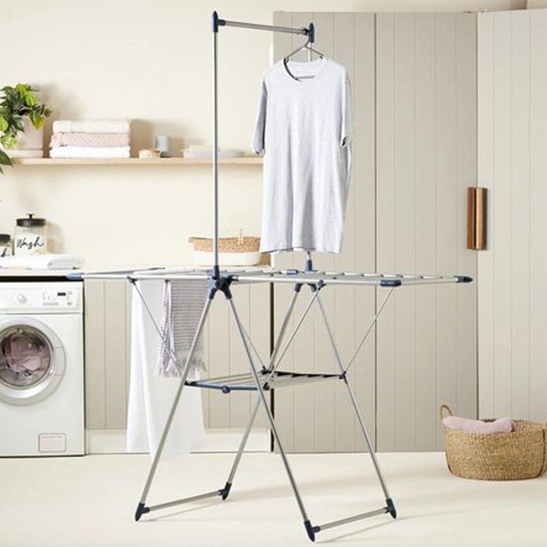 4 Winged Clothes Airer with Garment Rack, 4 of 4