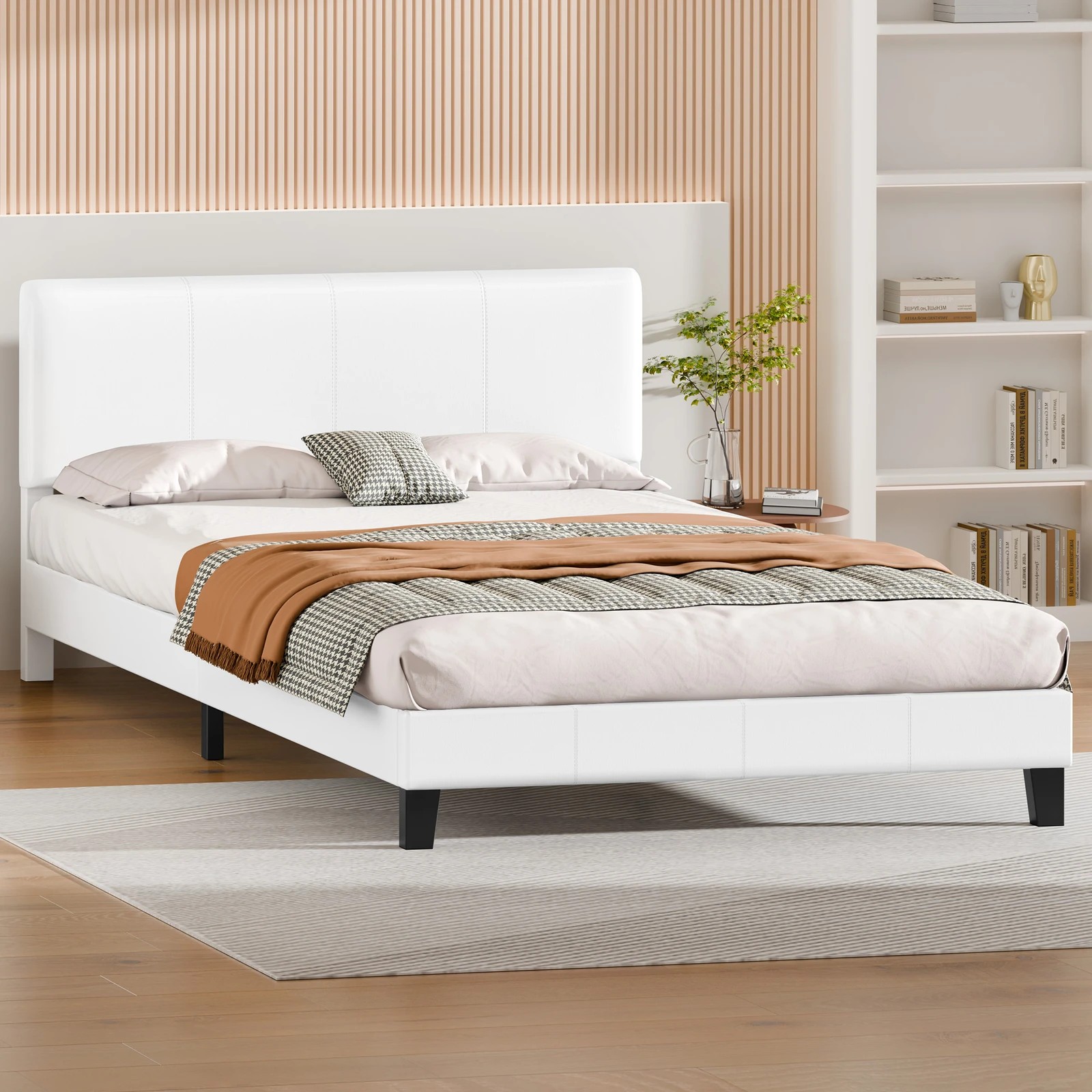 4 Alfordson Bed Frame King Size Mattress Base Platform Leather Linus - White, 4 of 9