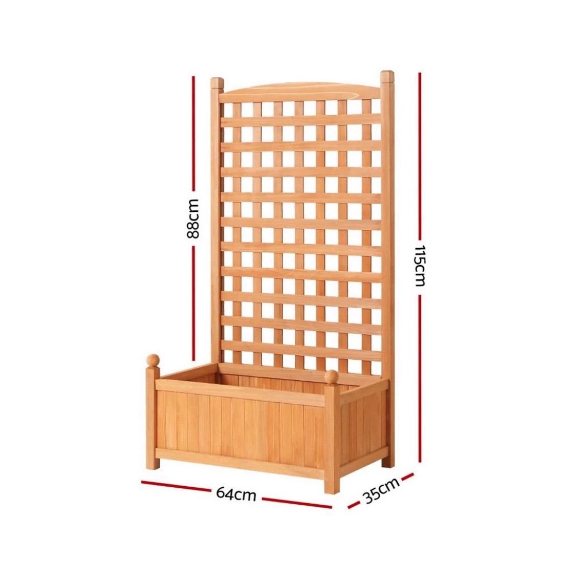 2 Green Fingers 2X Garden Bed Wooden 64x35x115cm Planter Raised Box Container Trellis - Brown, 2 of 6