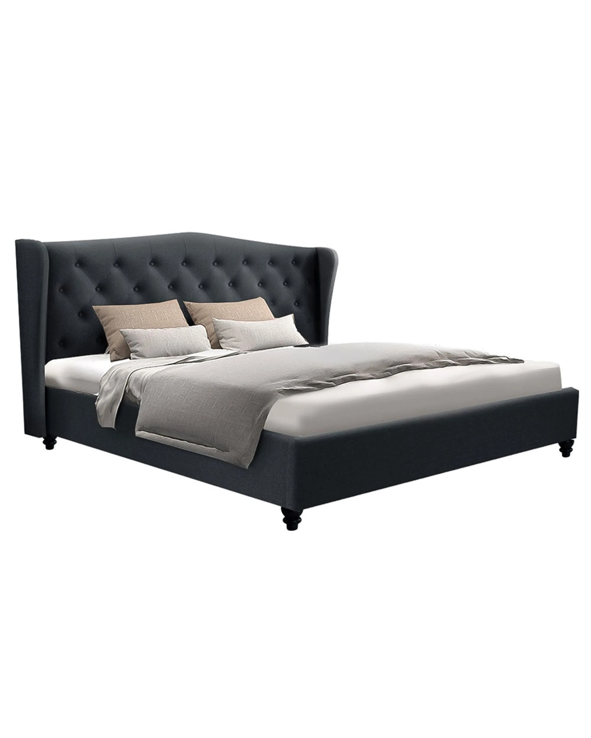 1 Artiss Bed Frame King Size Upholstered Padded Headboard Bedroom Furniture Modern Decor Sturdy - Charcoal, 1 of 10