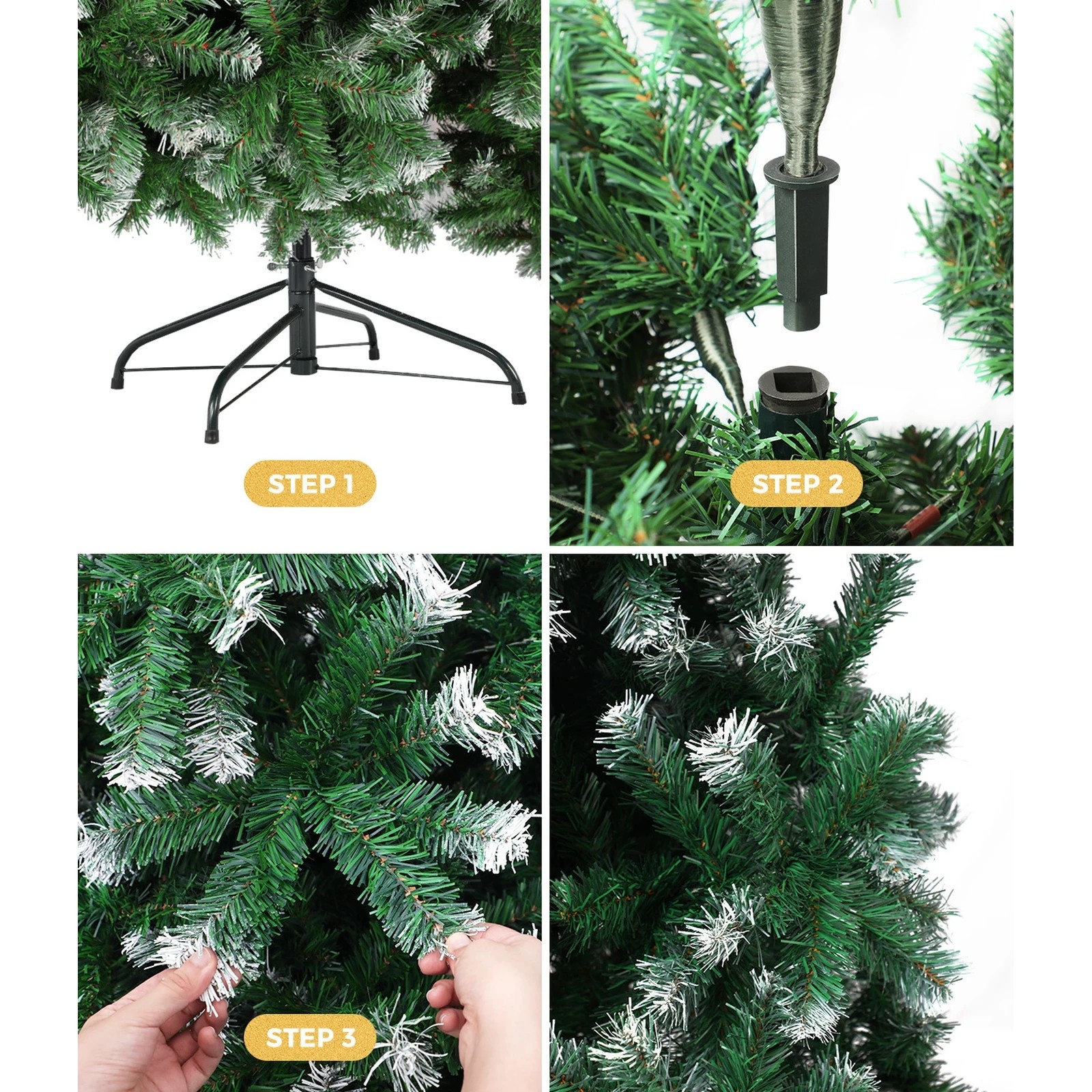4 Tinseltown Christmas Tree 2.4M 8FT Xmas Trees Snowy Decorations 1480 Tips - Green, 4 of 8