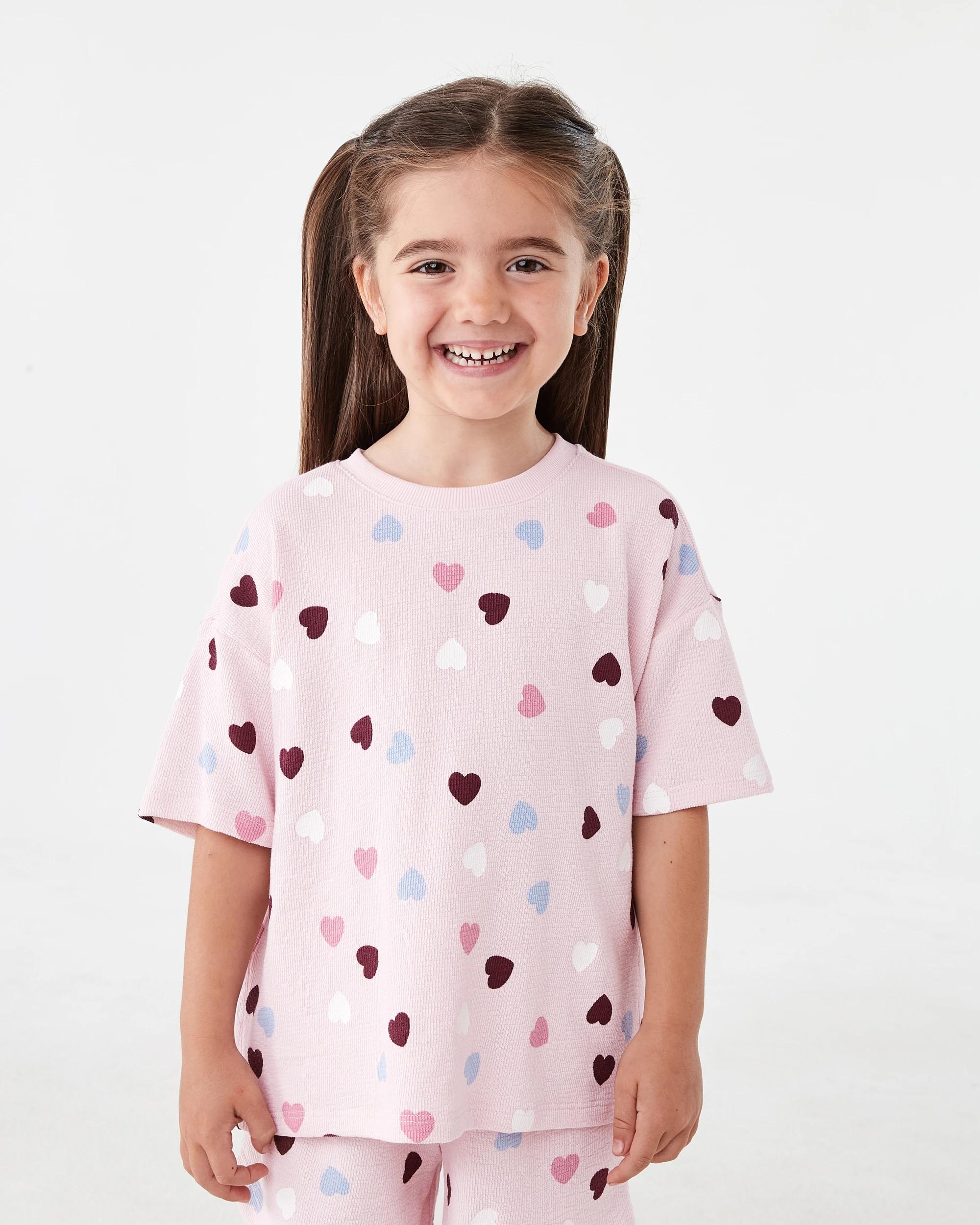 1 Slub Jacquard T-shirt Pnk Heart, 1 of 7