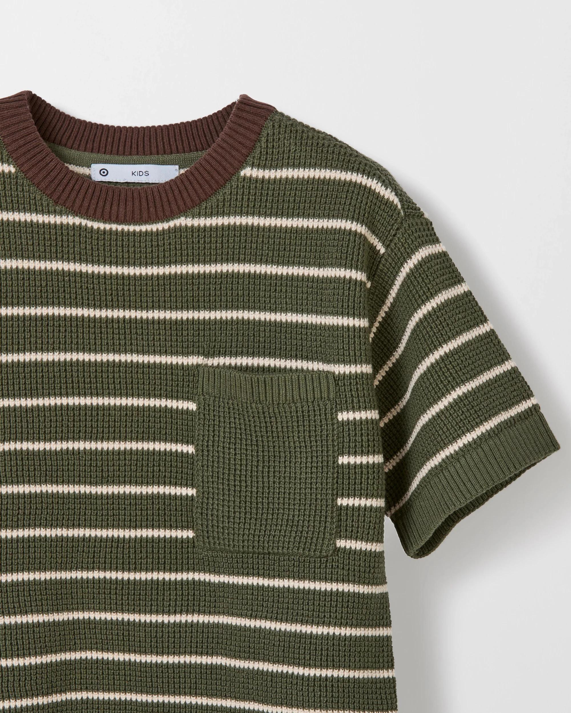 6 Target Australian Cotton Knit T-Shirt GREEN STRIPE, 6 of 6