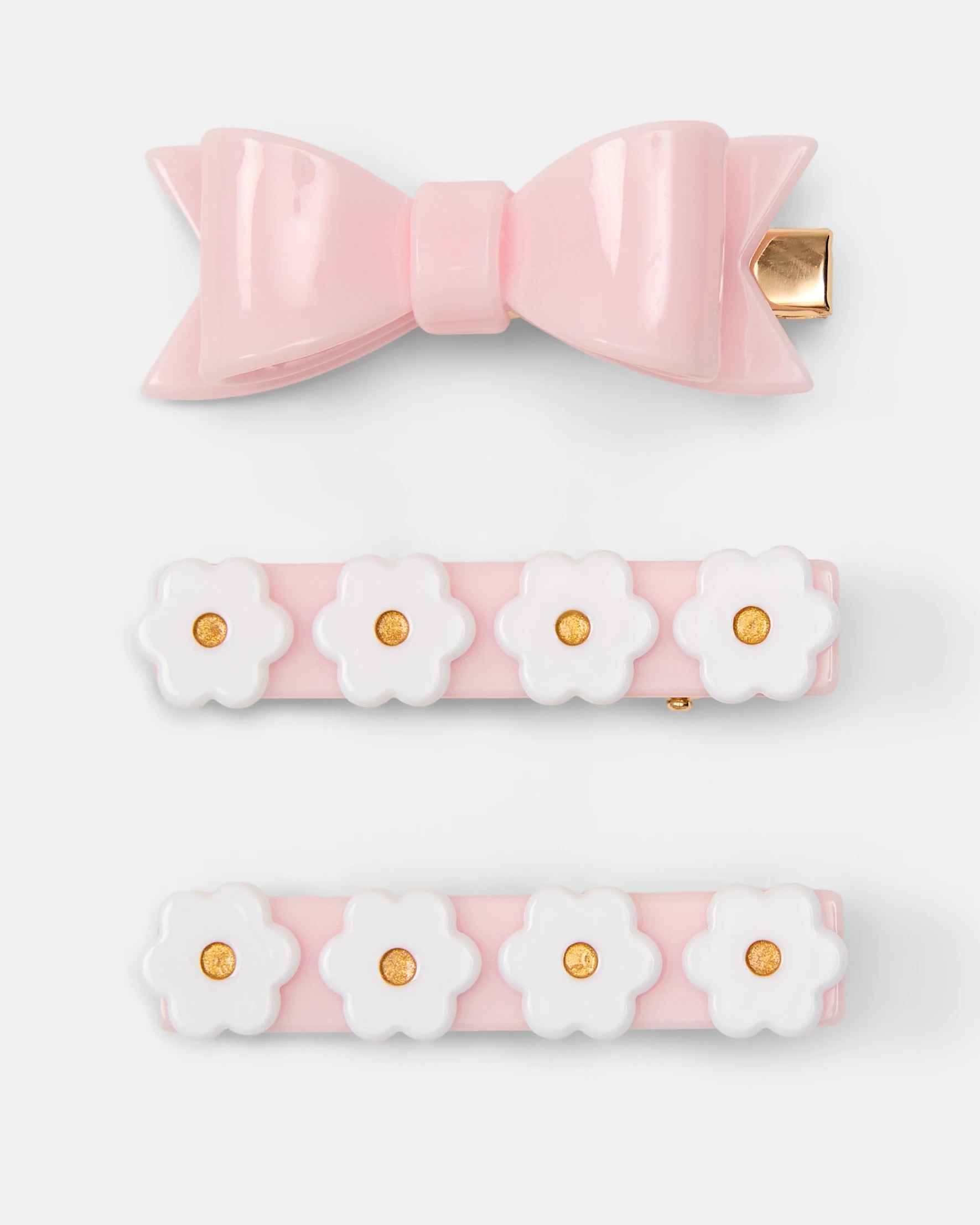 2 3 Pack Pink Acetate Bow Hair Clips, 2 of 3