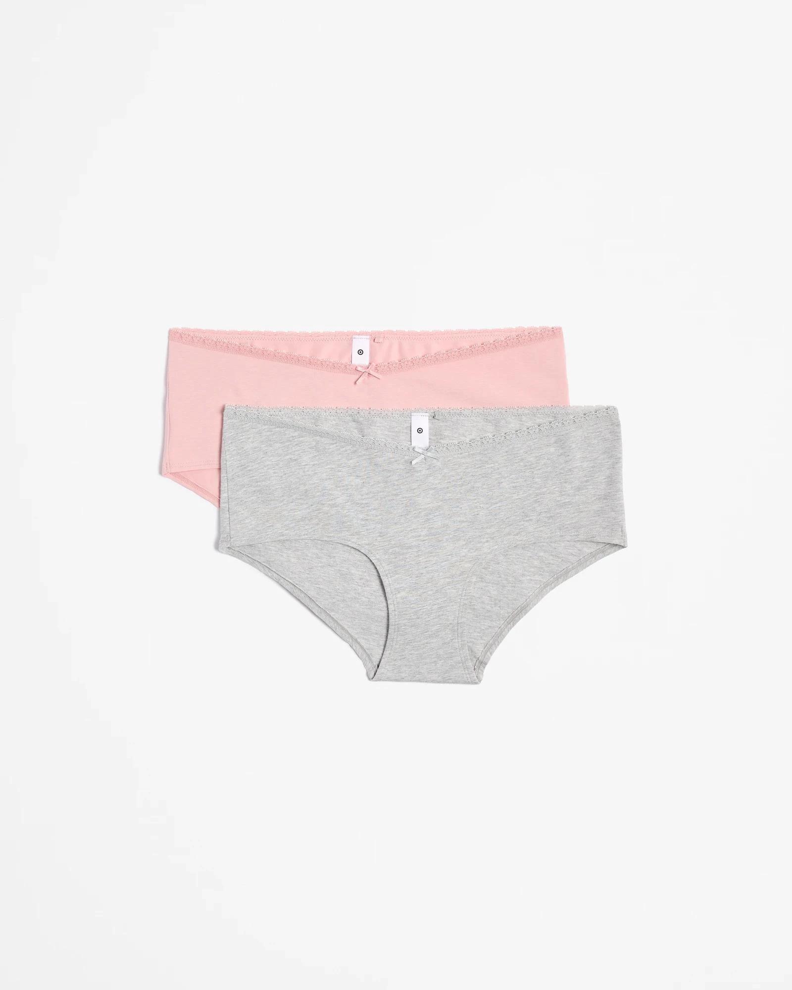 1 Target Woman Maternity Organic Cotton 2 Pack Hipster Under The Belly Briefs GREY MARLE/SOFT ROSE, 1 of 4