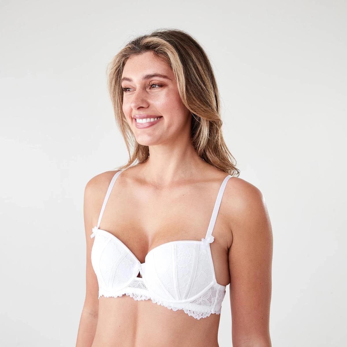 2 Co-ordinated Lace Satin Push Up Bra White, 2 of 7